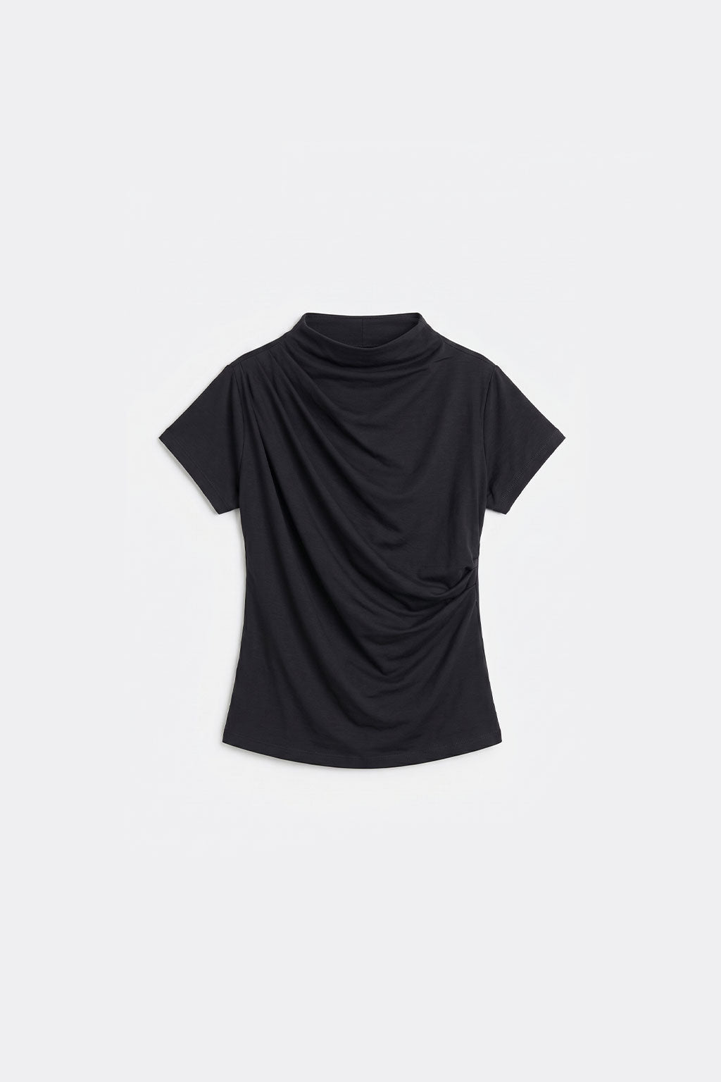 Top Drapeado Cuello Medio - Negro