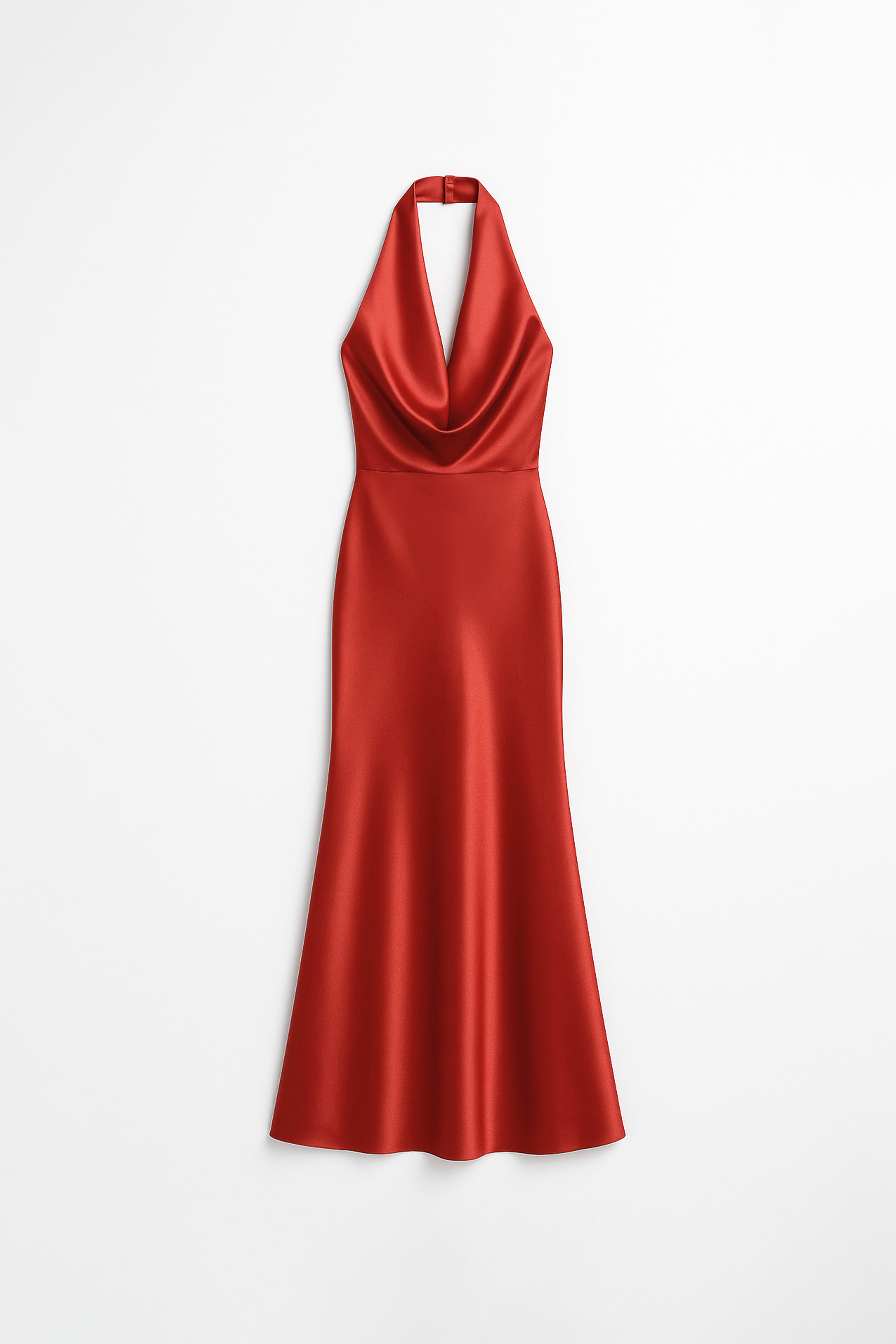 Vestido Halter Satinado - Lacre
