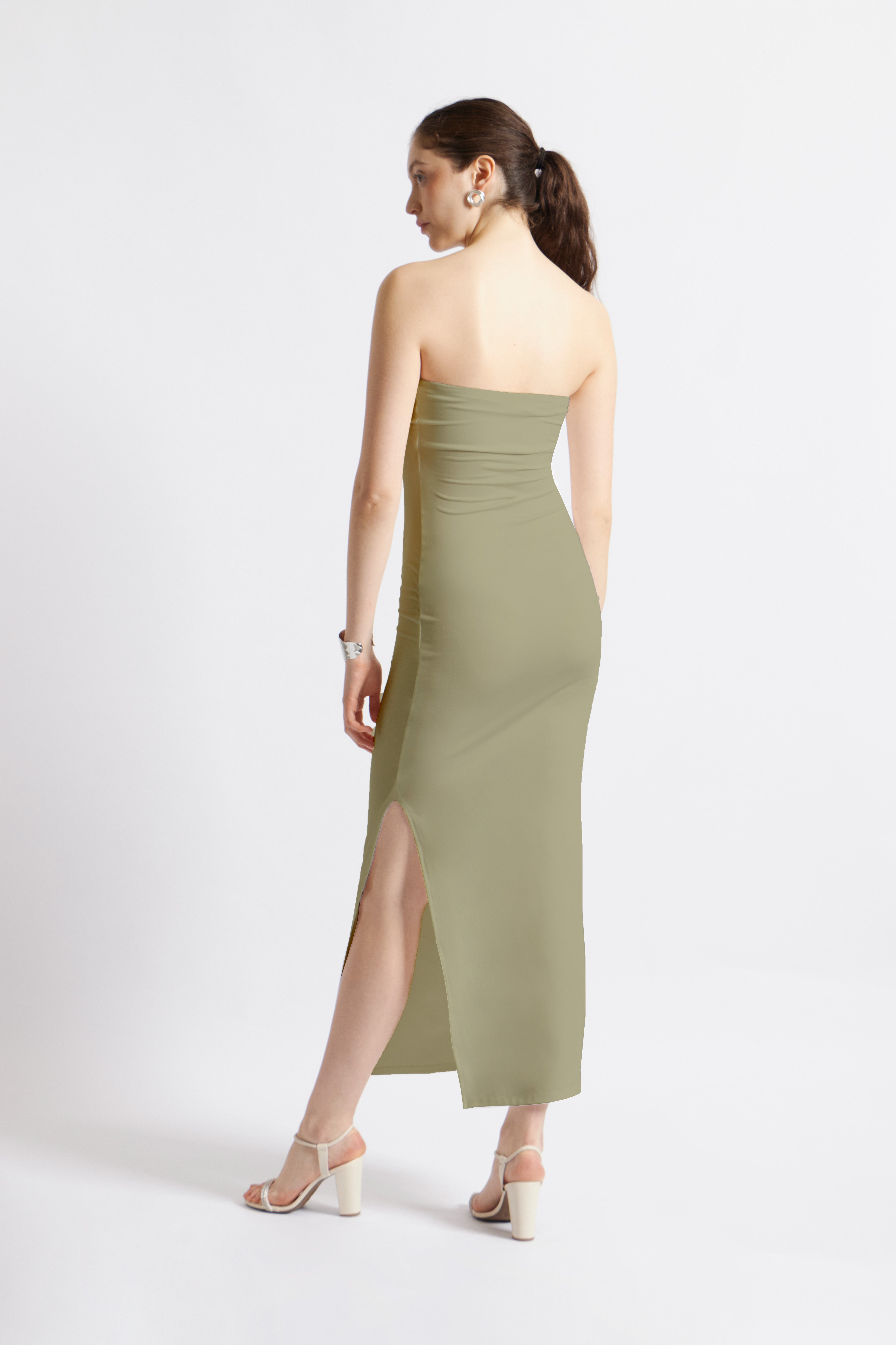 Vestido Recto Strapless - Verde Pistacho oscuro
