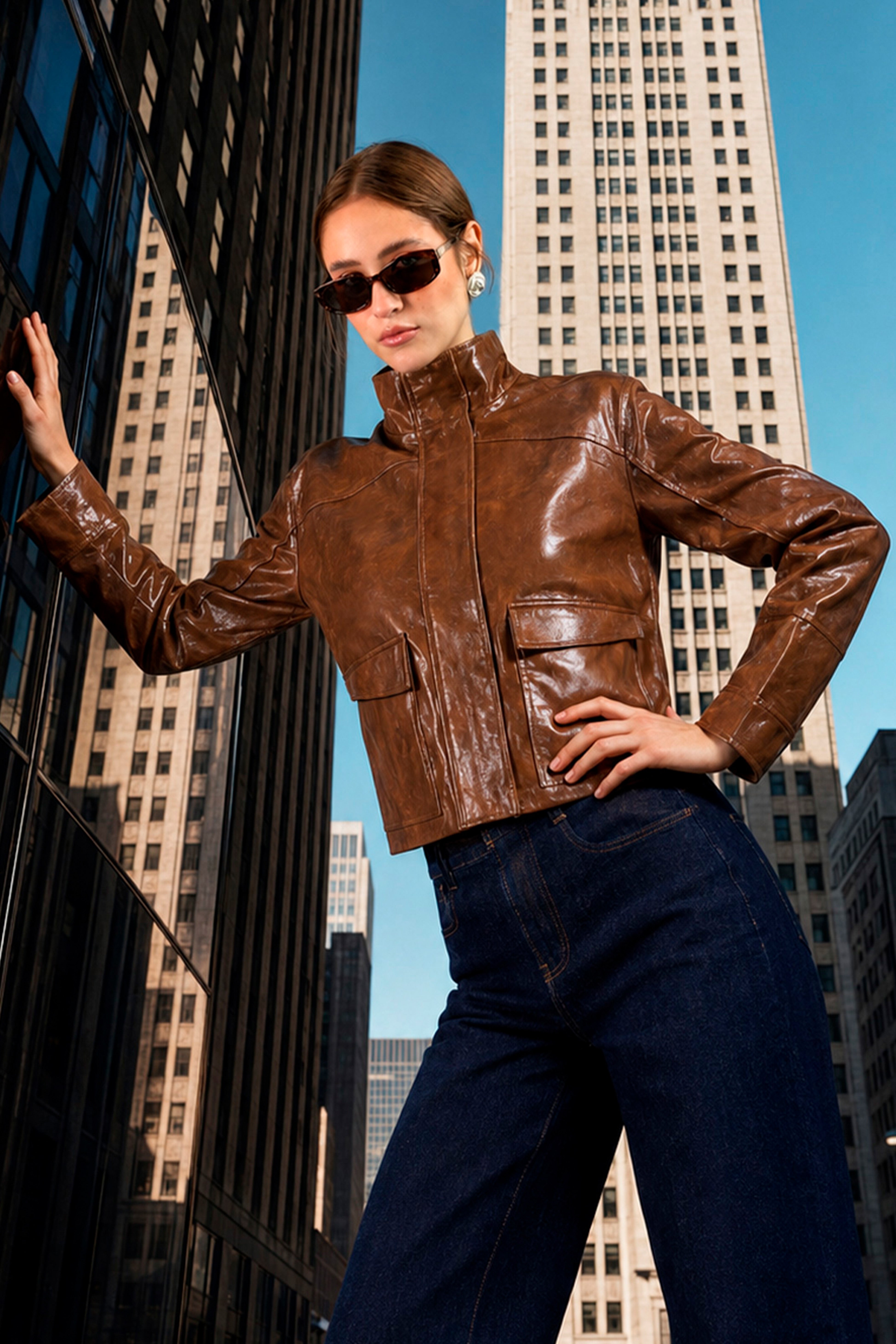 Faux Leather Jacket - Camel