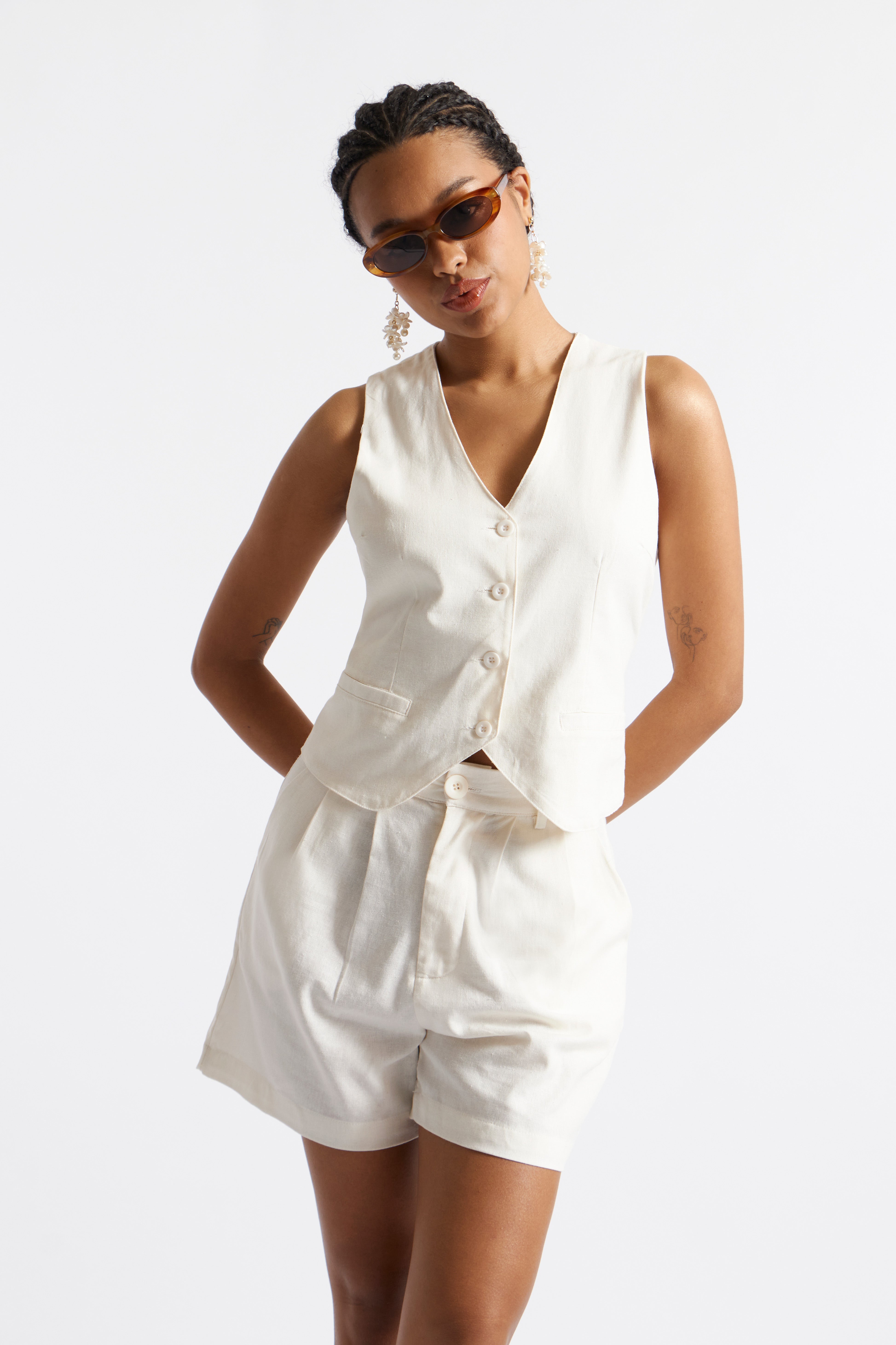 Chaleco Sastre Lino - Perla