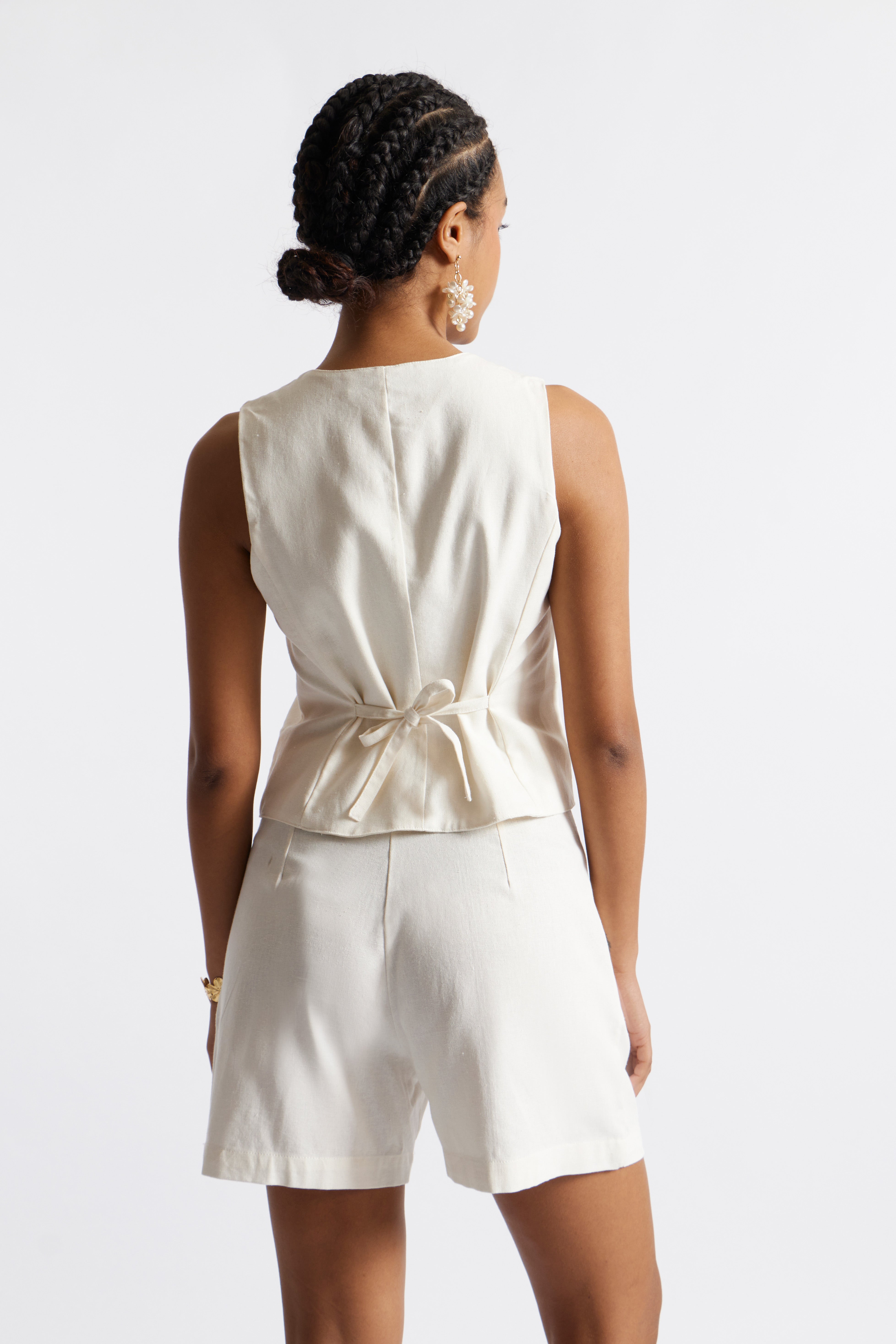 Chaleco Sastre Lino - Perla