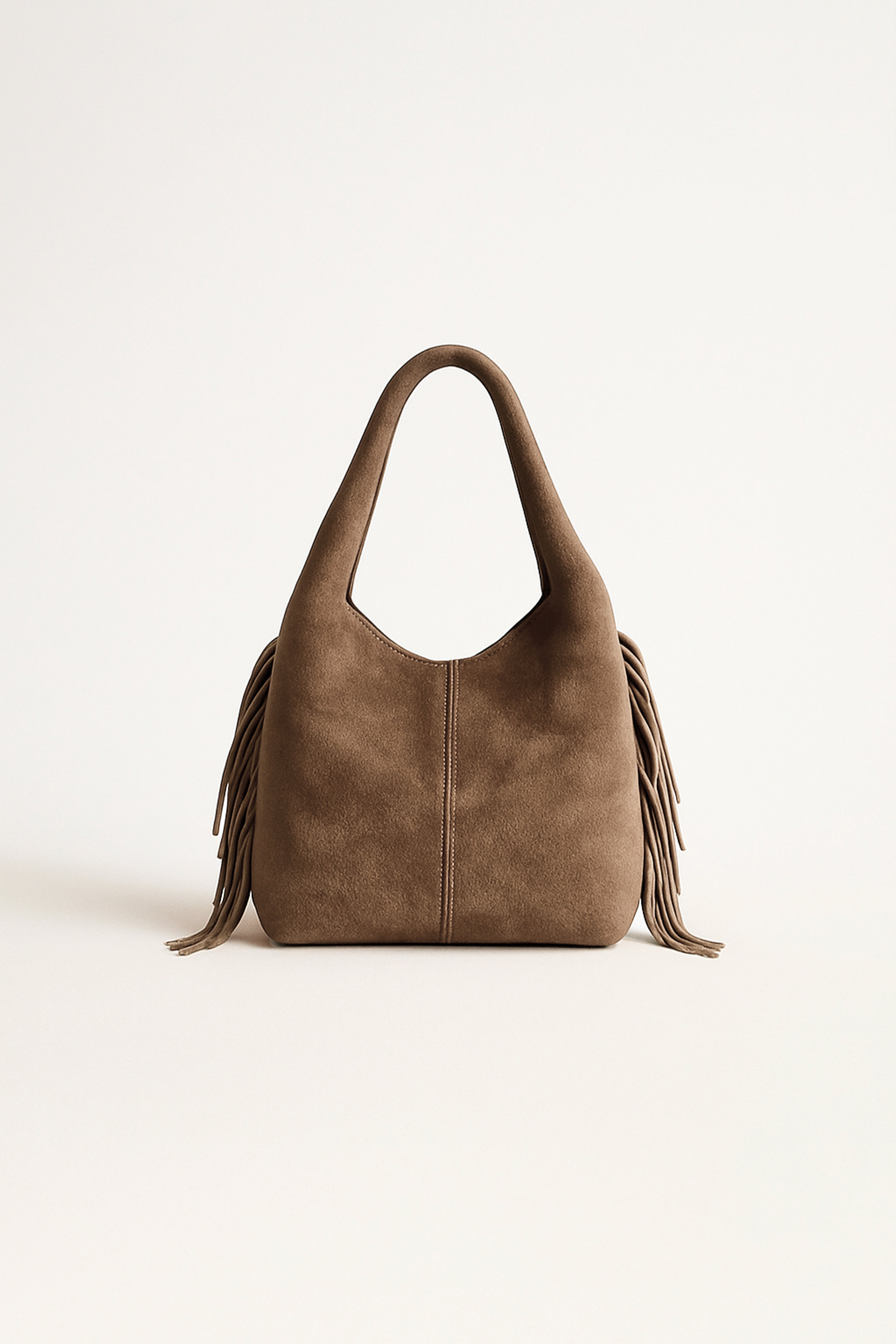 Bolso Grande con Flecos Laterales - Marrón