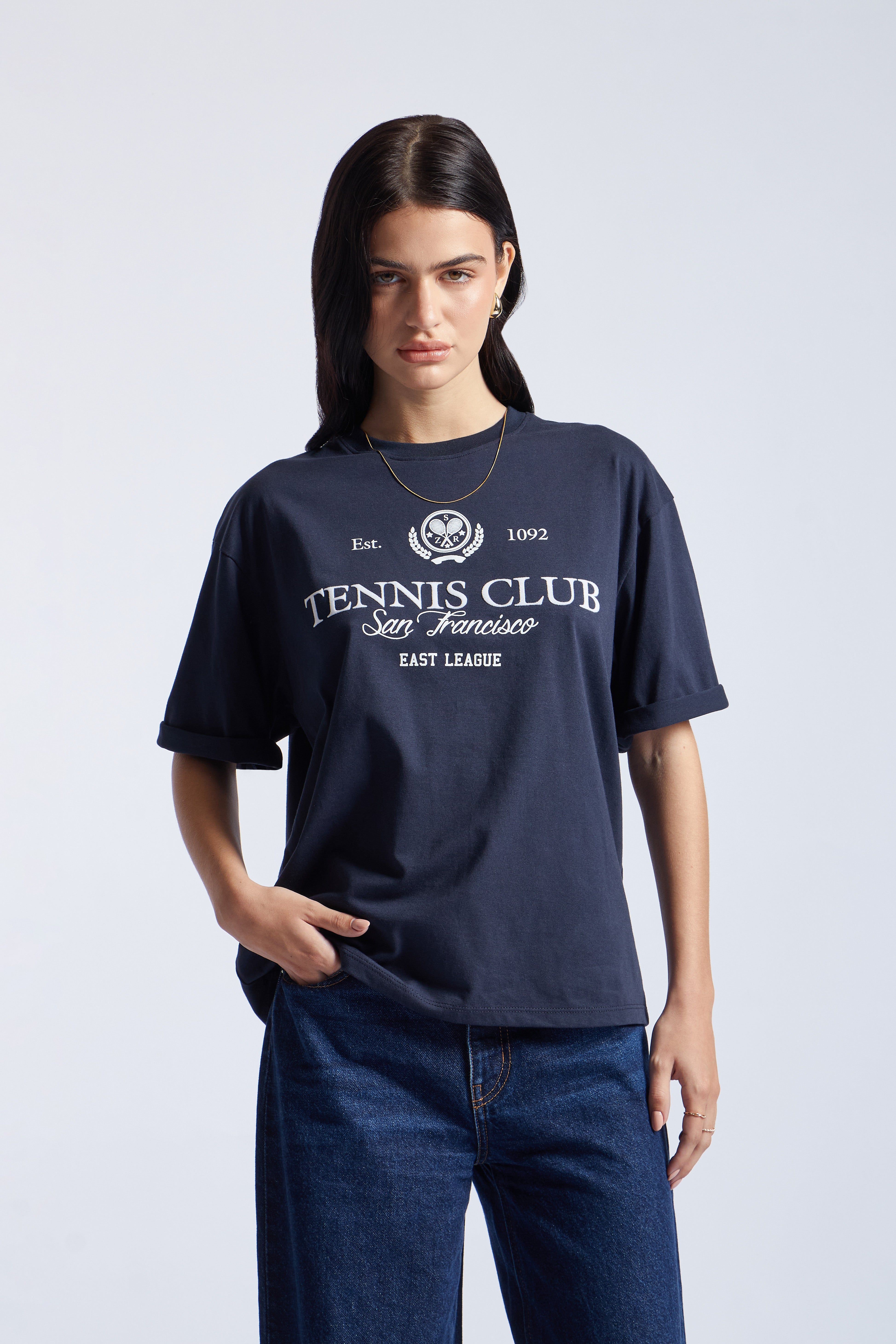 Polo Oversize Tee - Azul