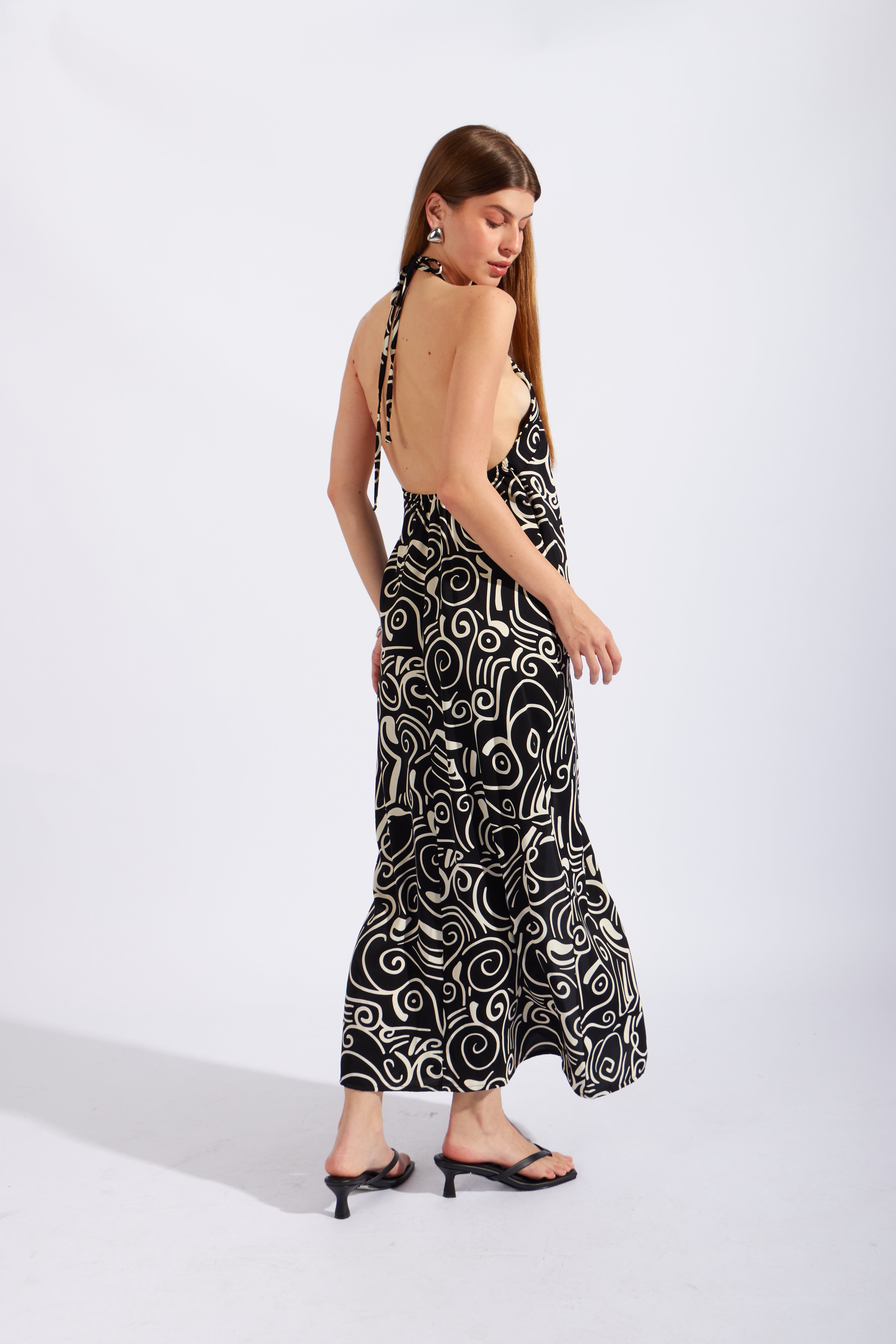 Vestido Halter Abertura - Negro