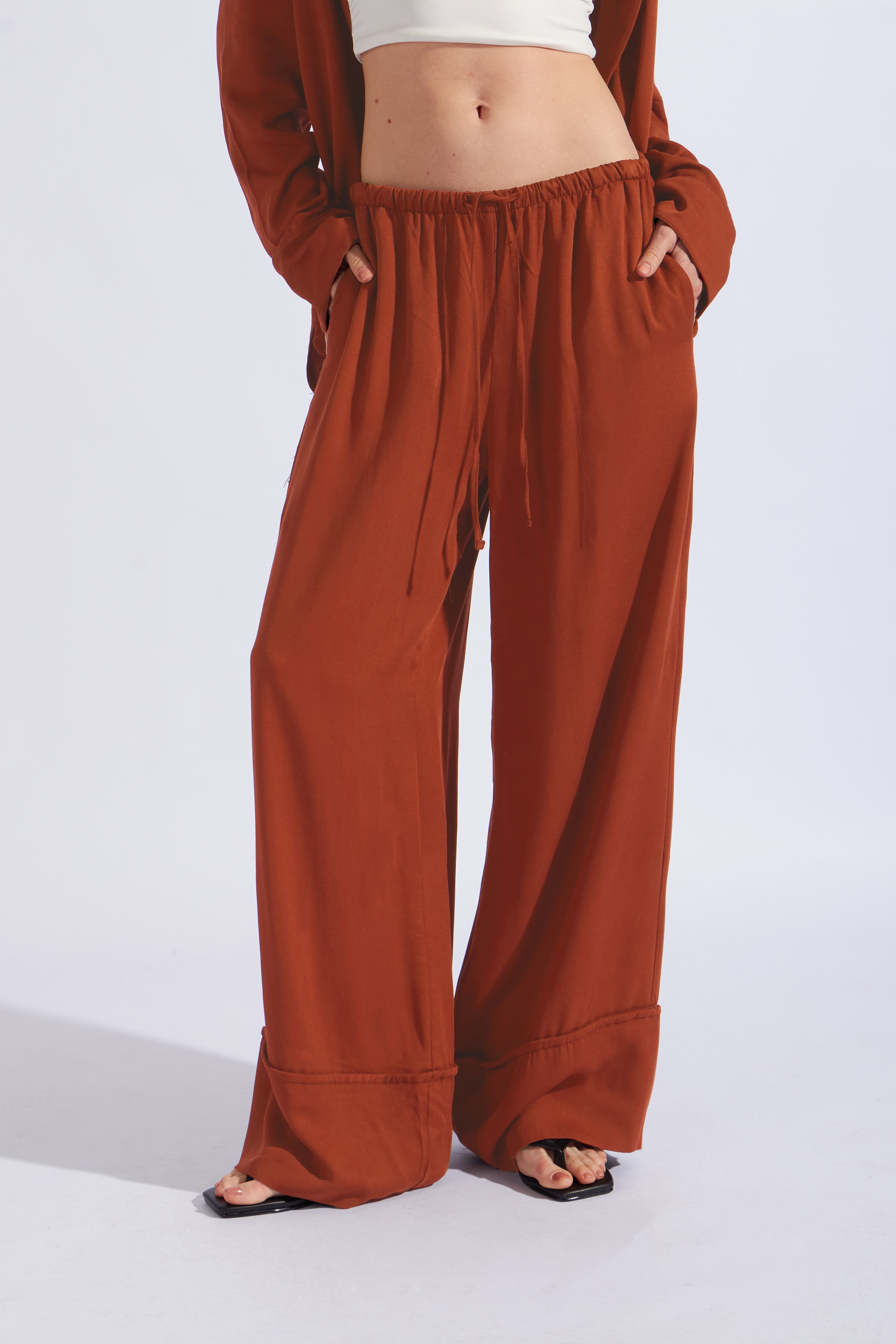 Pantalón Fluido Elásticado - Lacre