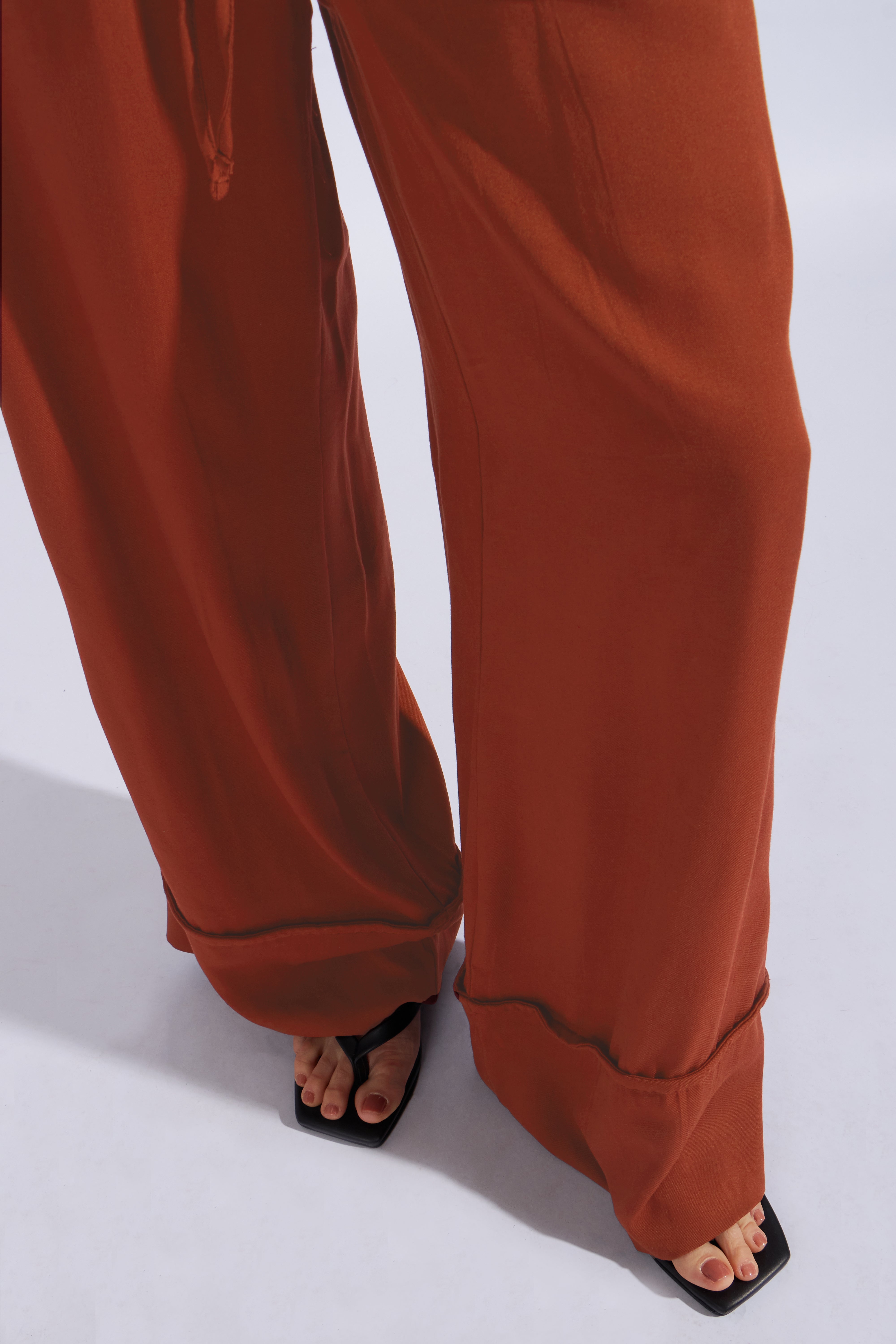 Pantalón Fluido Elásticado - Lacre