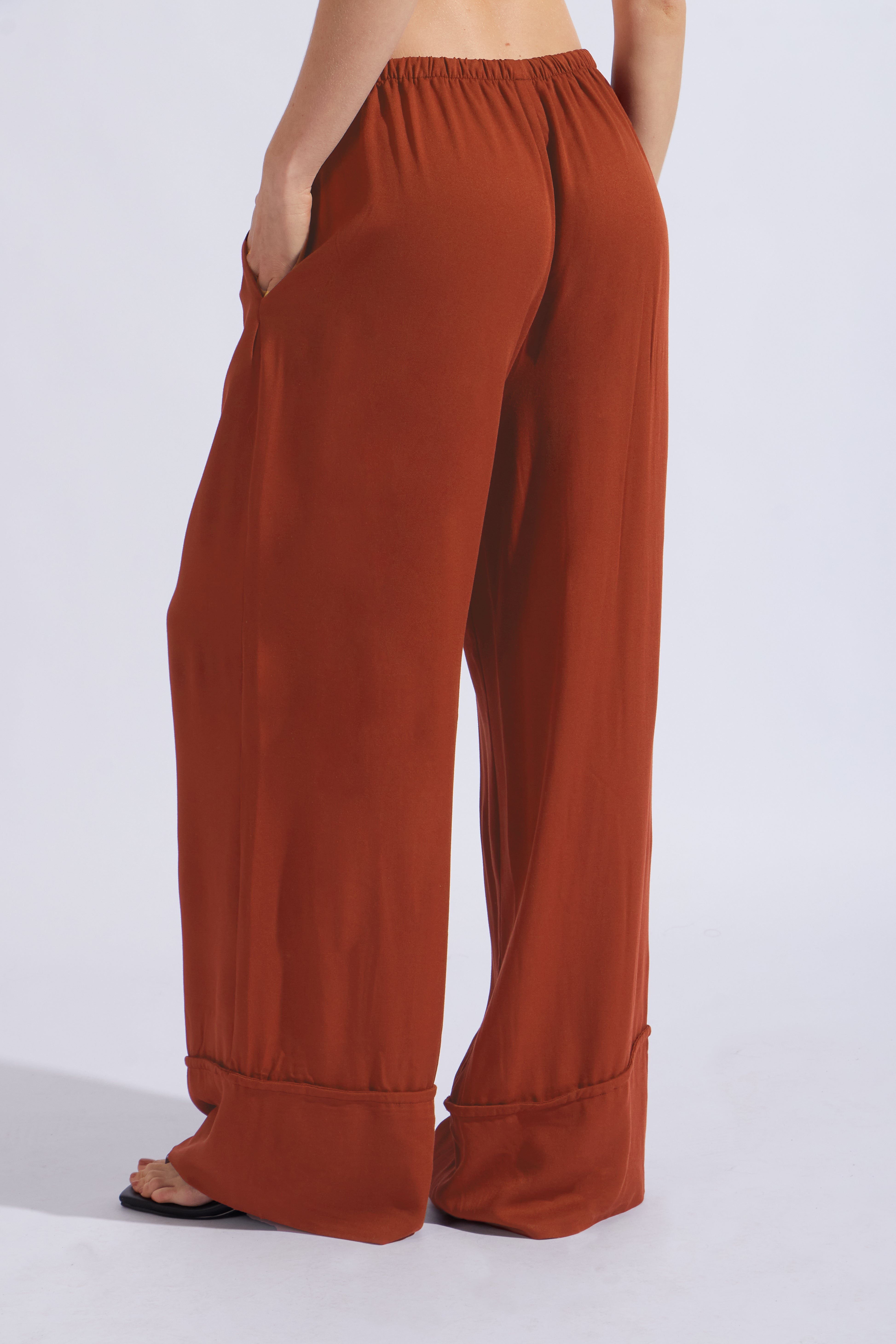 Pantalón Fluido Elásticado - Lacre