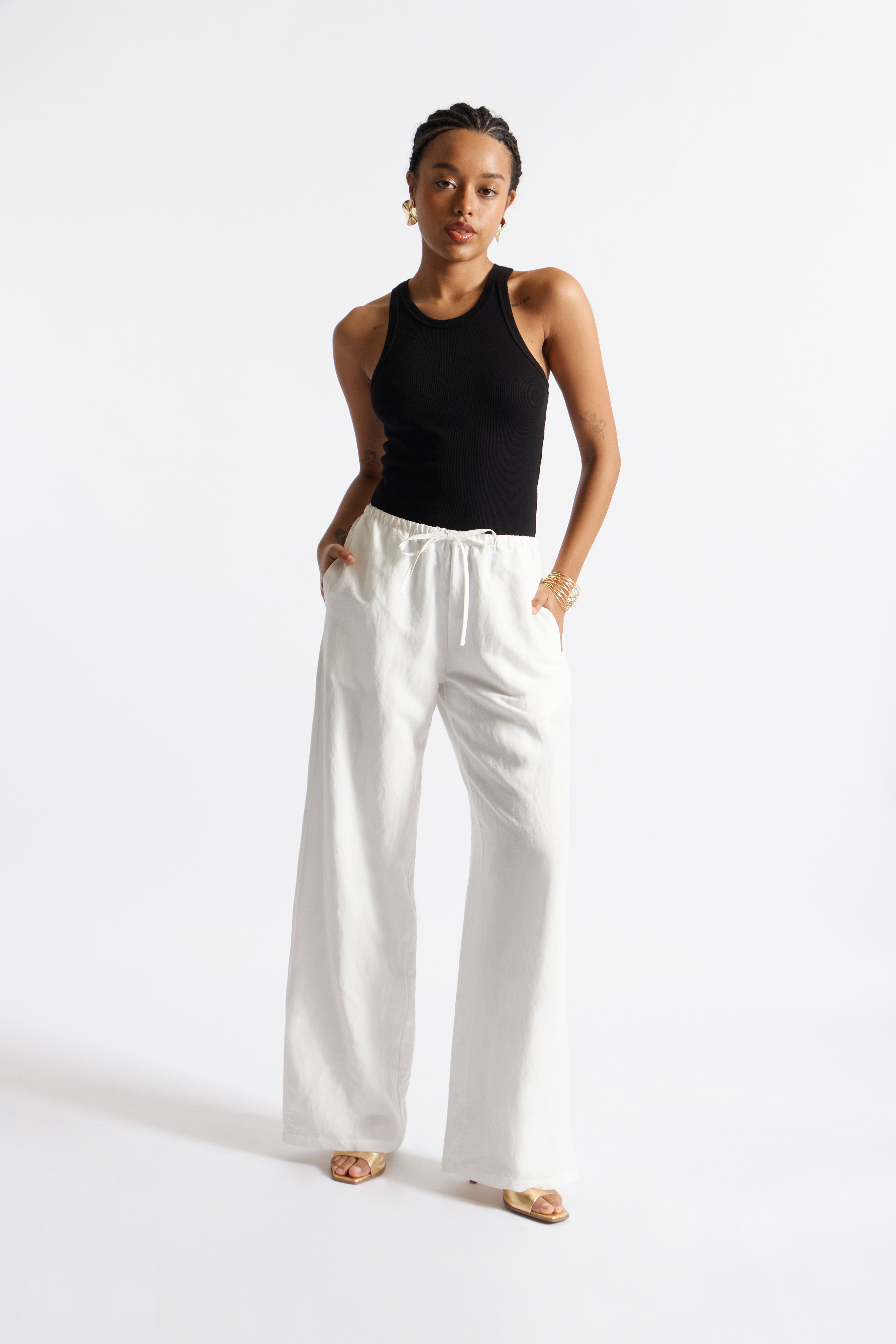 Pantalón Comfy Lino - Perla