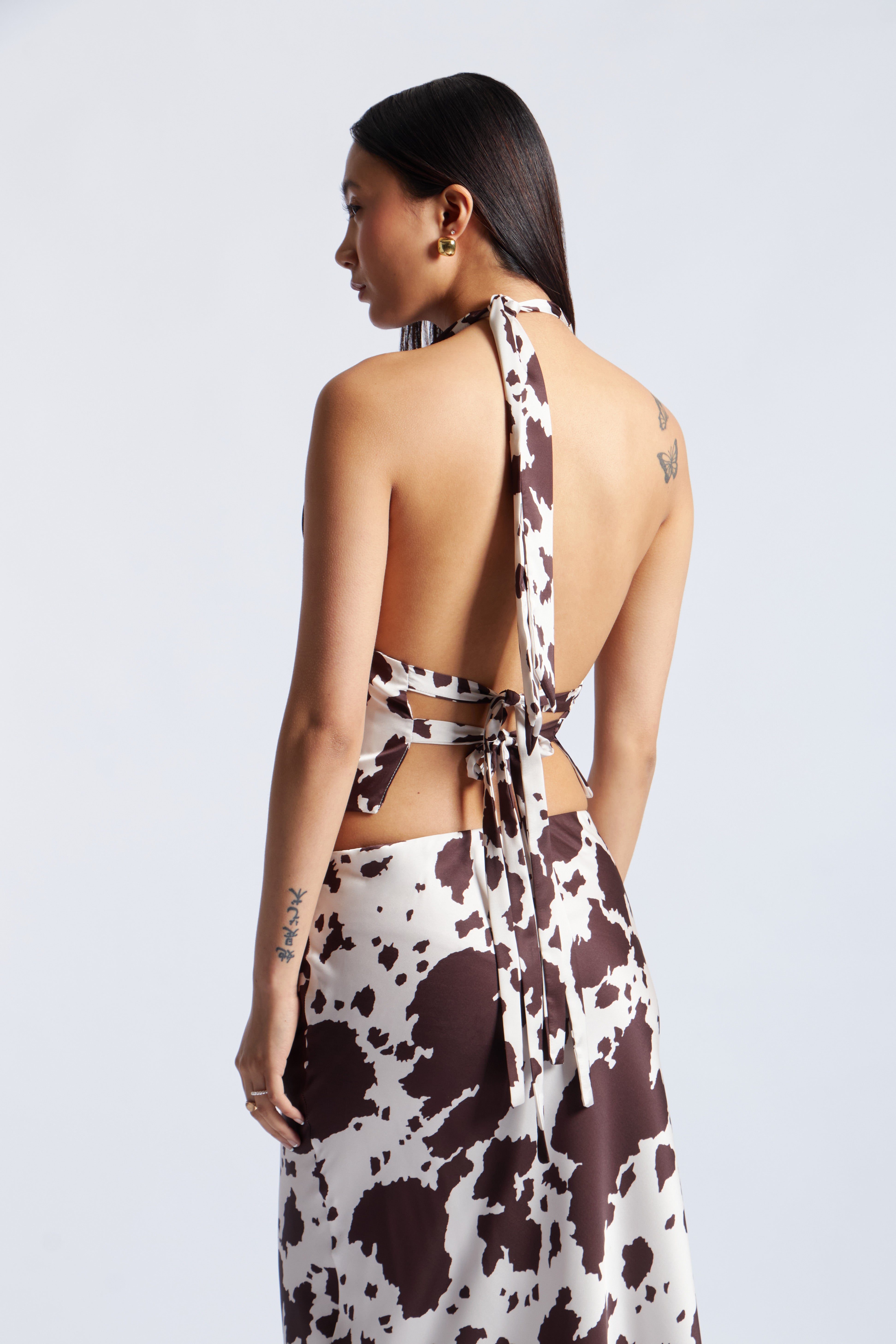 Top Halter Lazos - Print Vaca