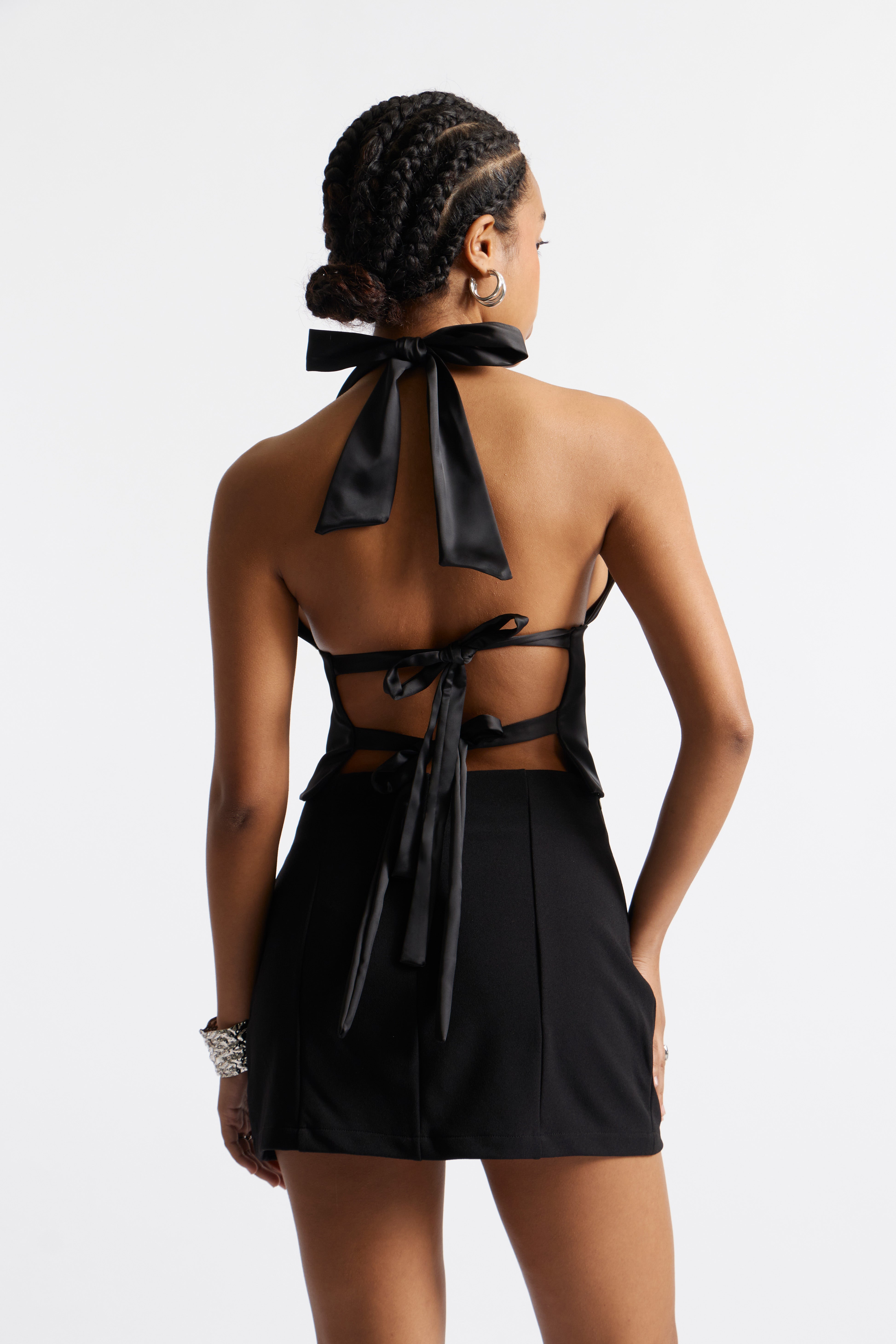 Top Halter Lazos - Negro