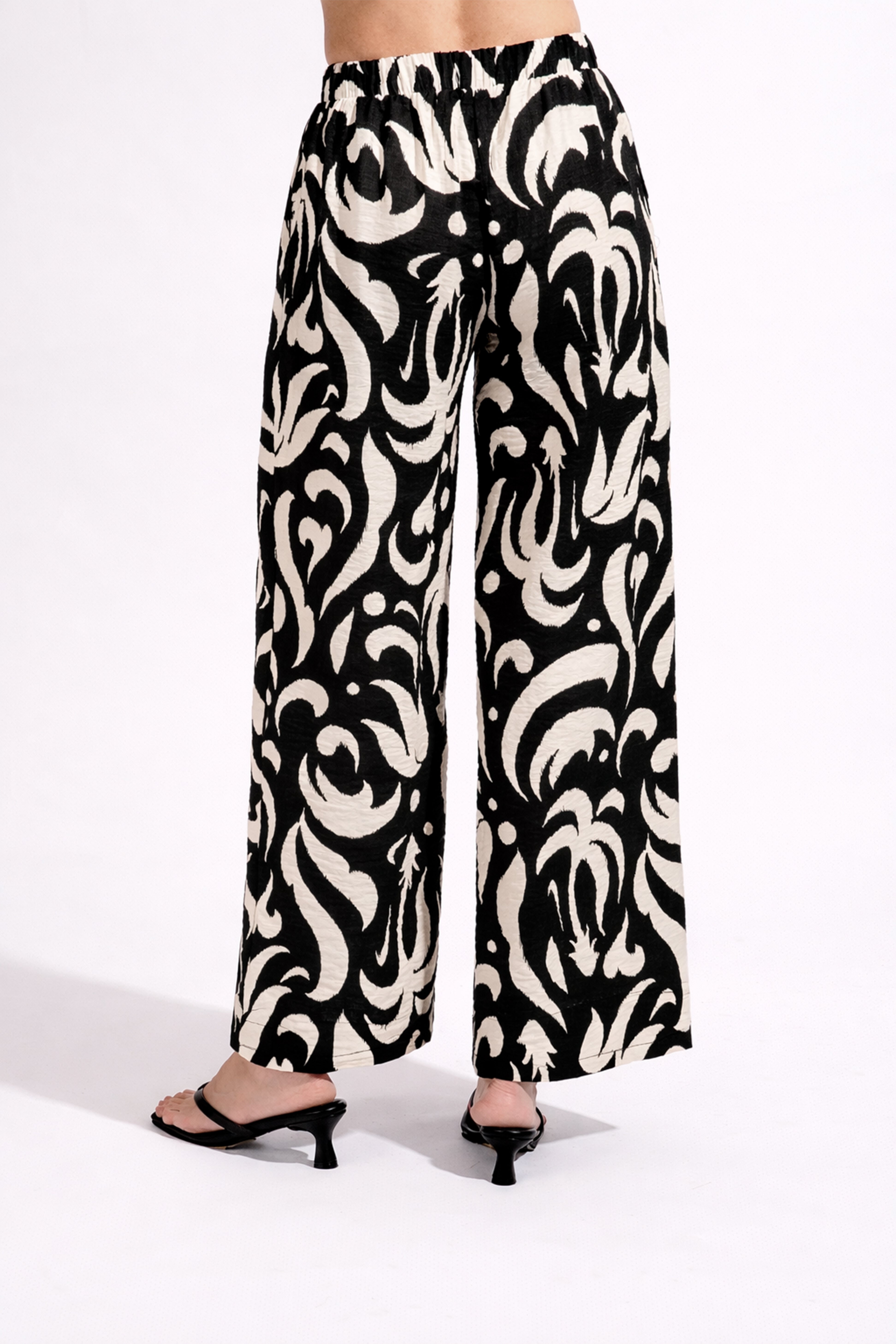 Pantalón Recto Estampado - Negro