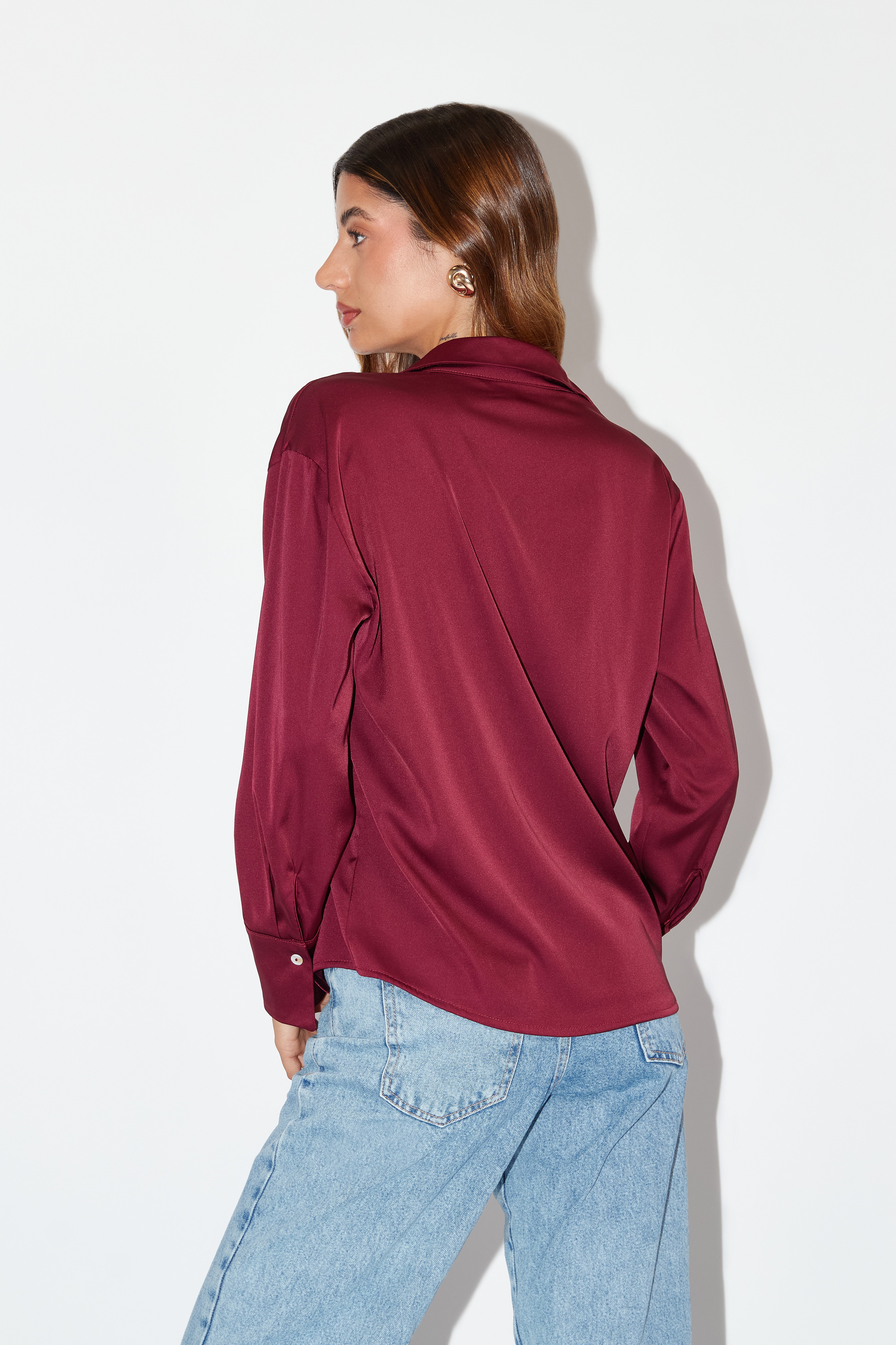 Blusa Básica Satinada - Burgundy