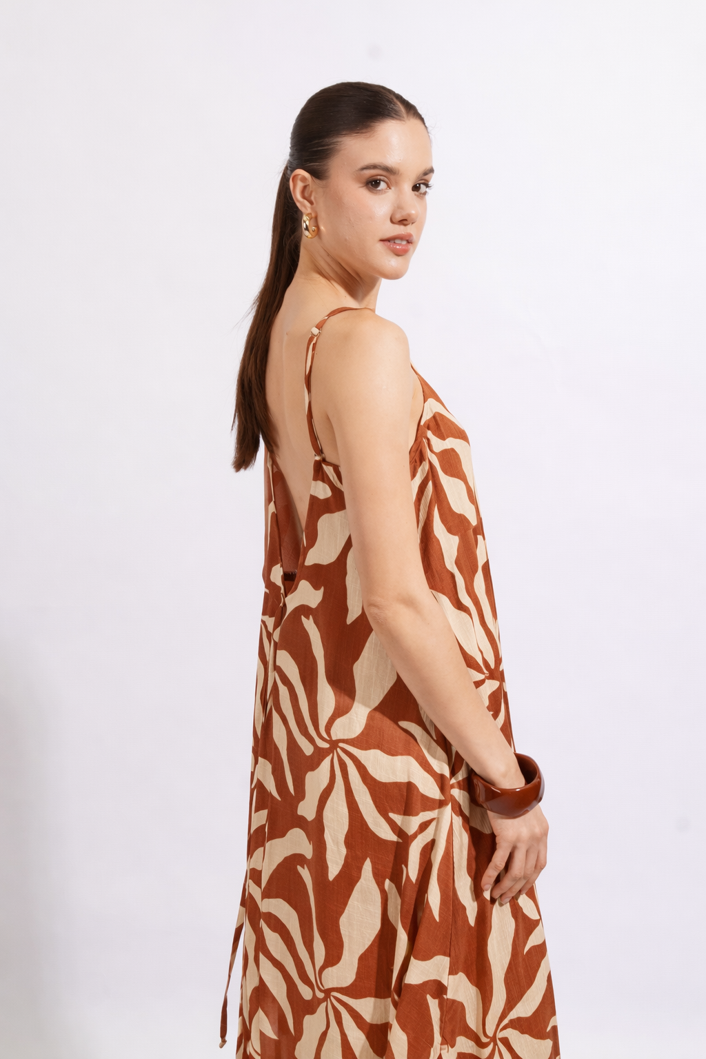 Vestido Tiras Estampado - Lacre