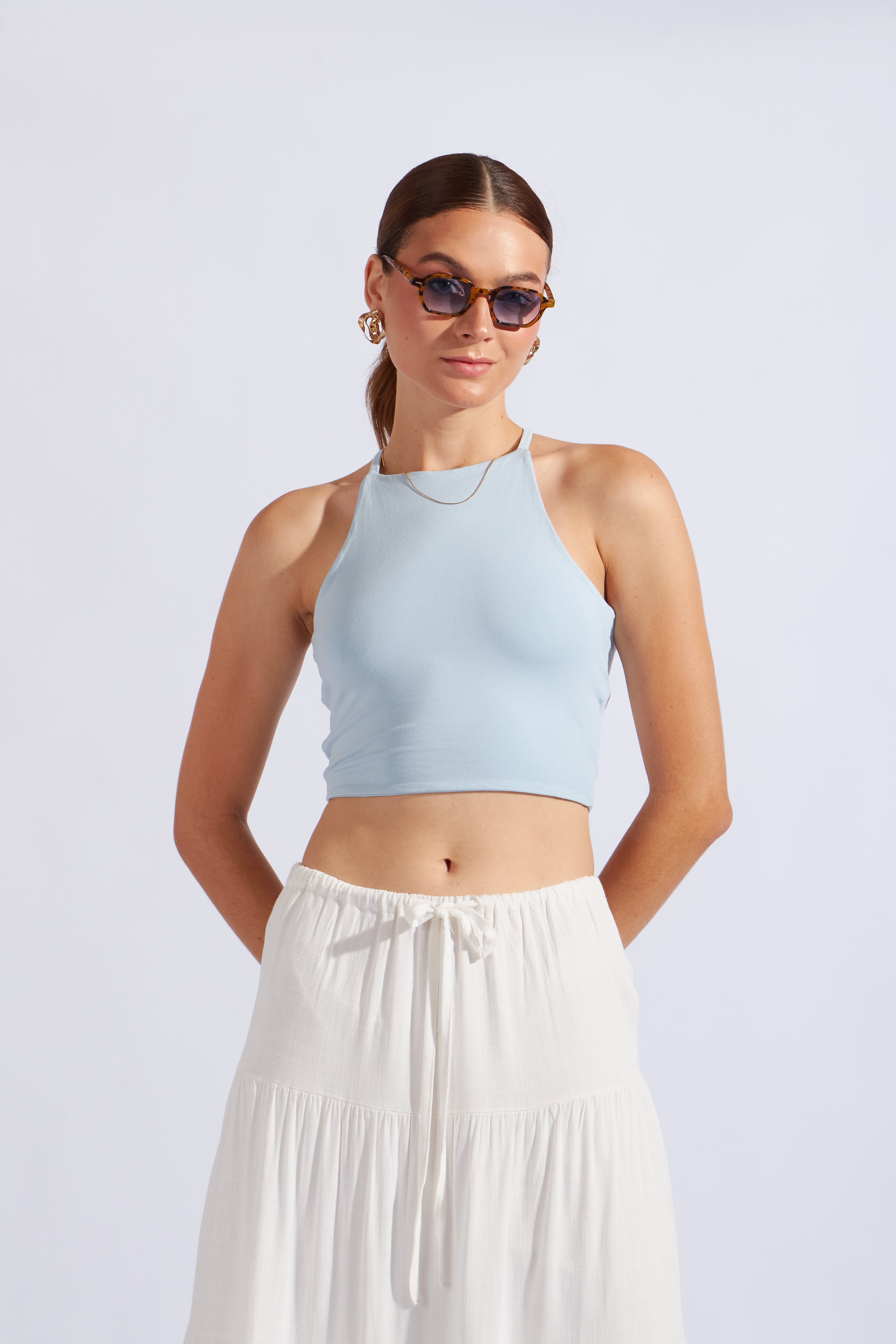 Top Cuello Halter - Celeste