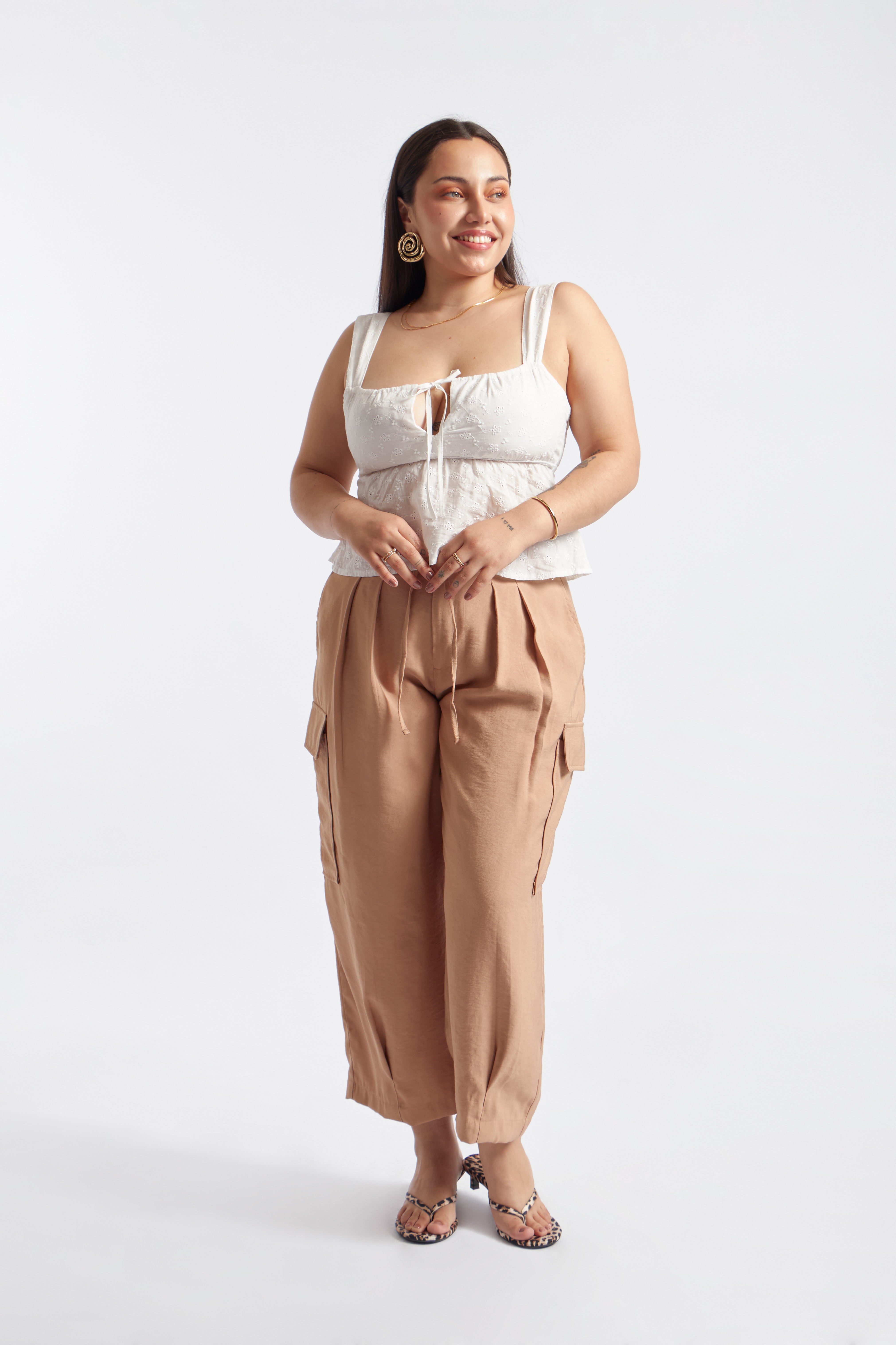 Pantalón Cargo Twill - Beige