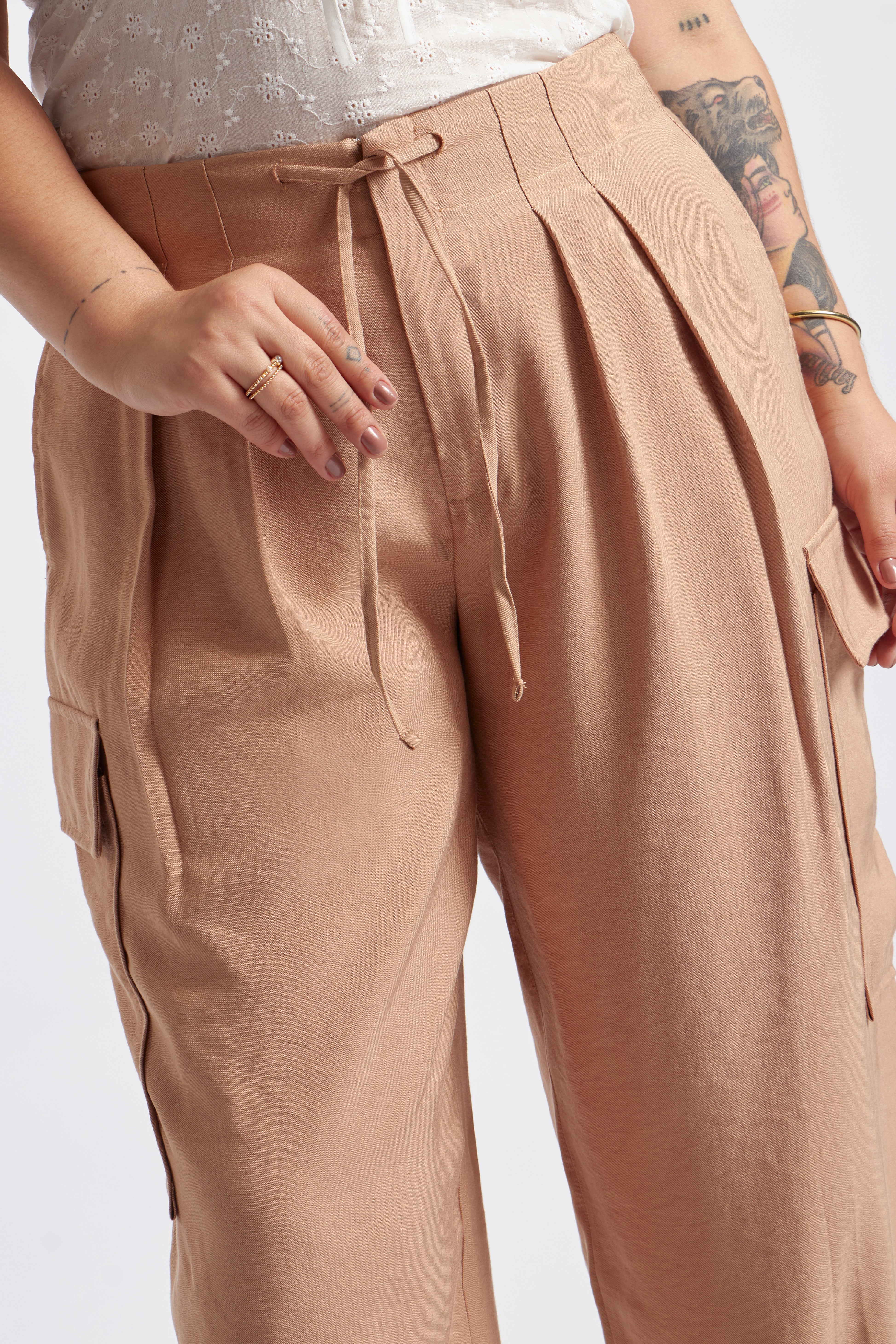 Pantalón Cargo Twill - Beige