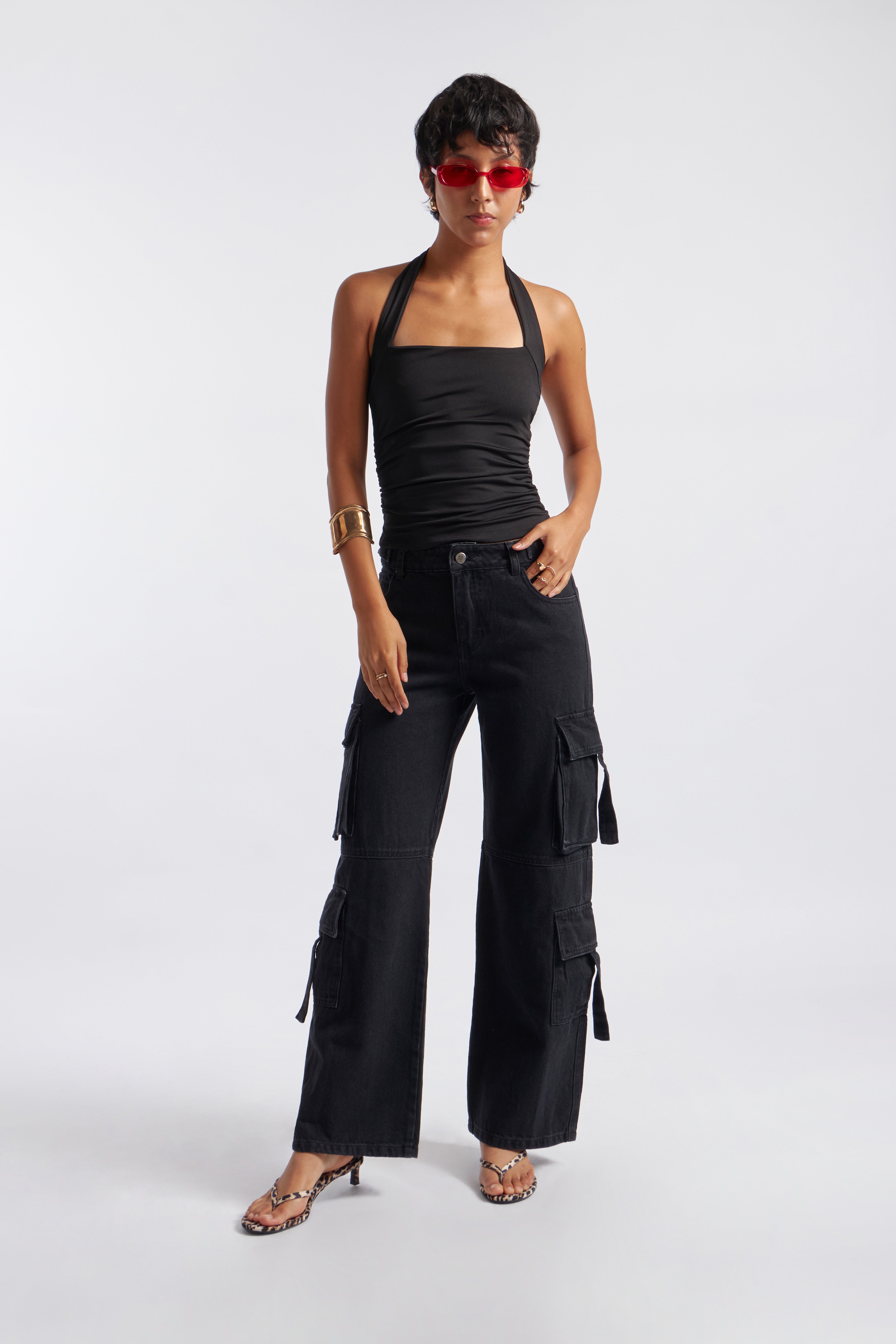 Pant Denim Cargo - Negro