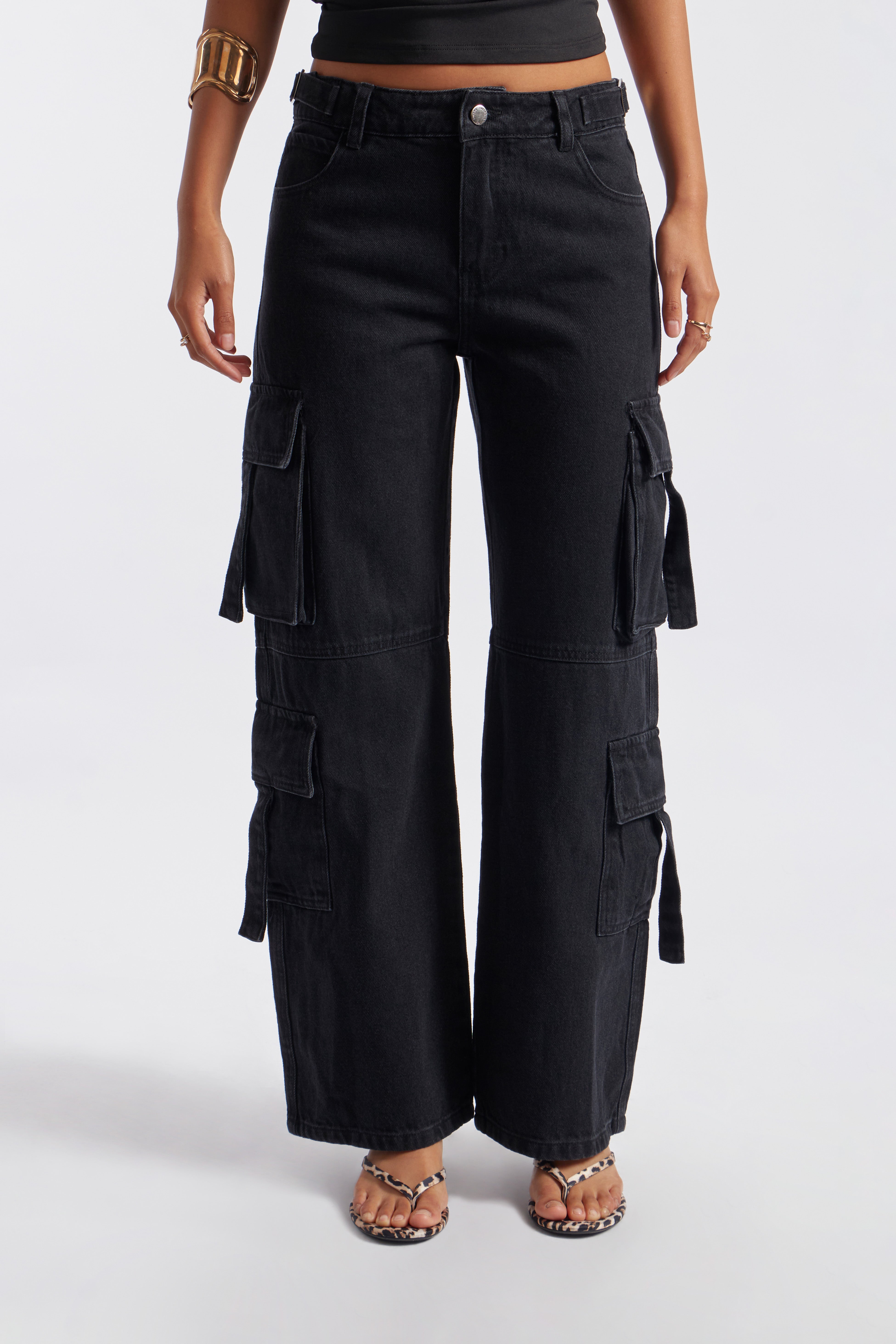 Pant Denim Cargo - Negro