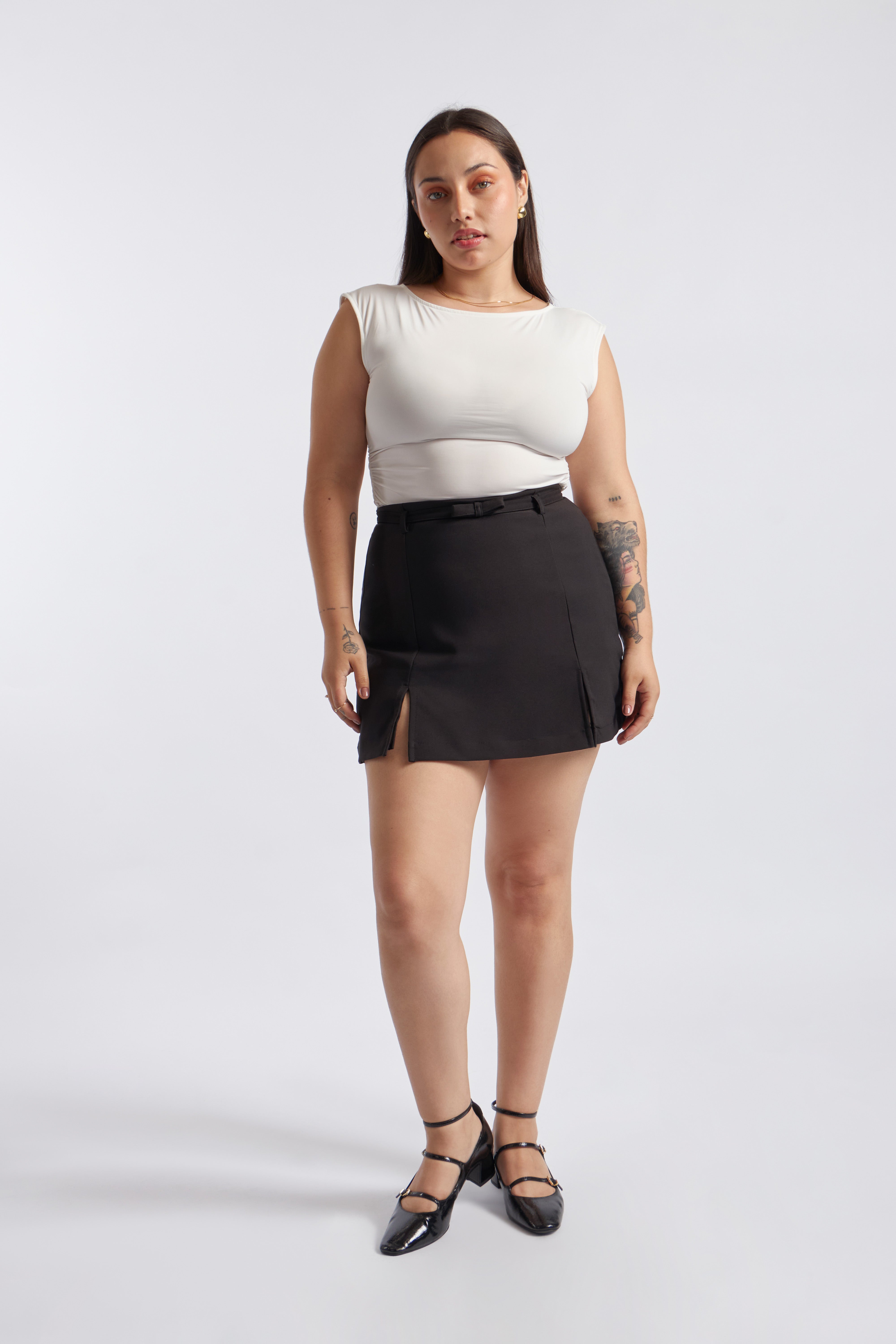 Falda Mini Cinturón - Negro