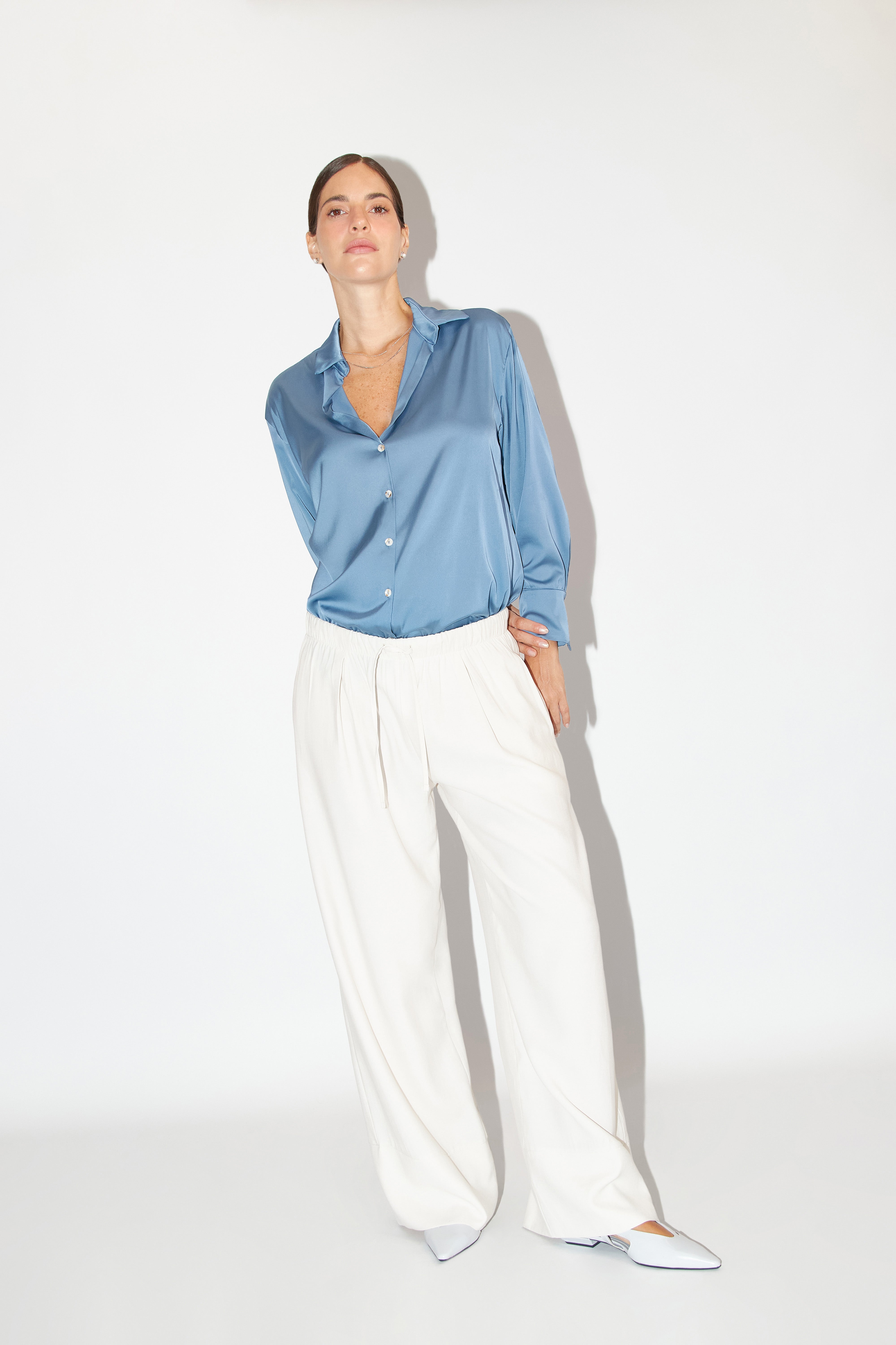 Blusa Básica Satinada - Acero