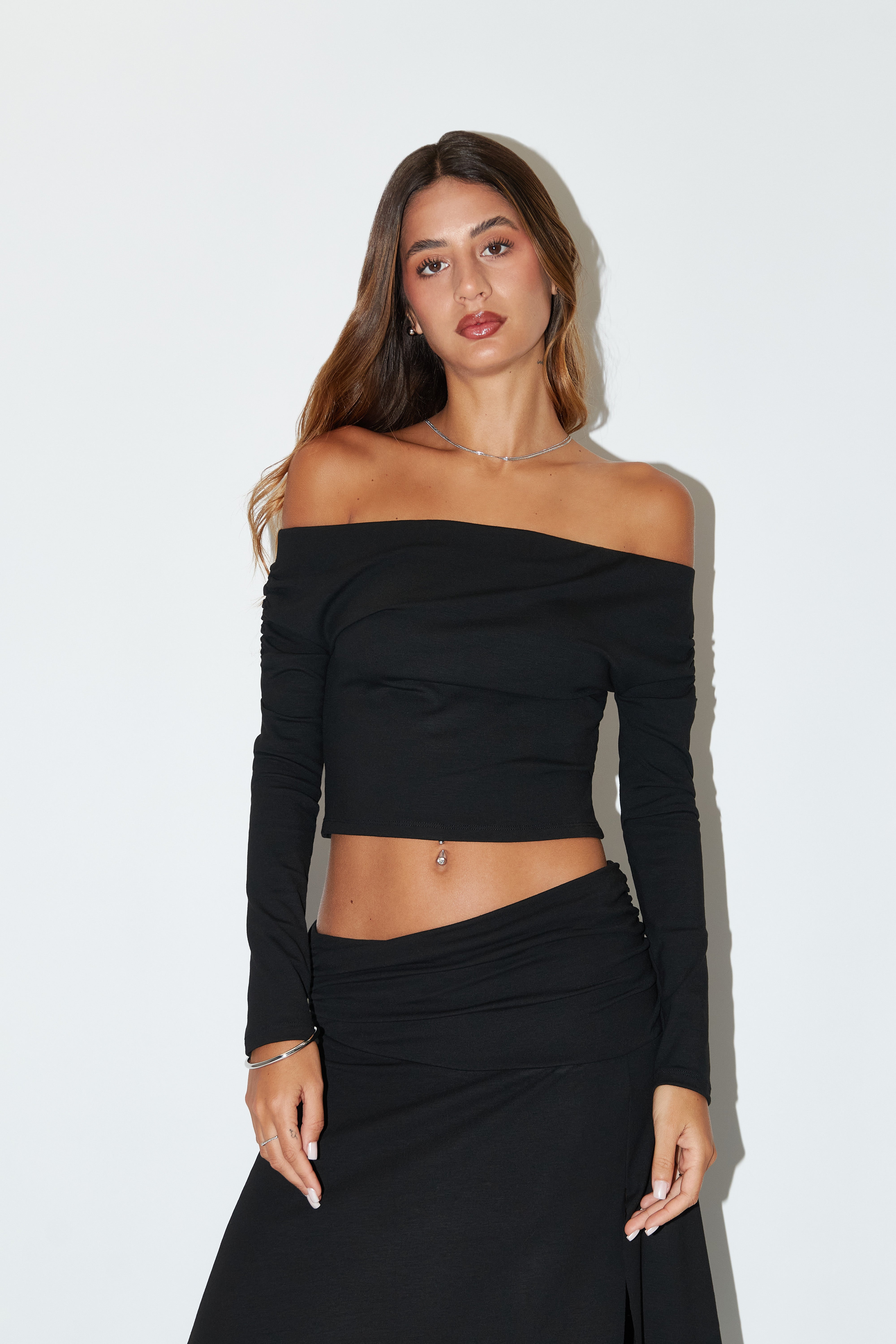 Top Strapless Fruncido - Negro