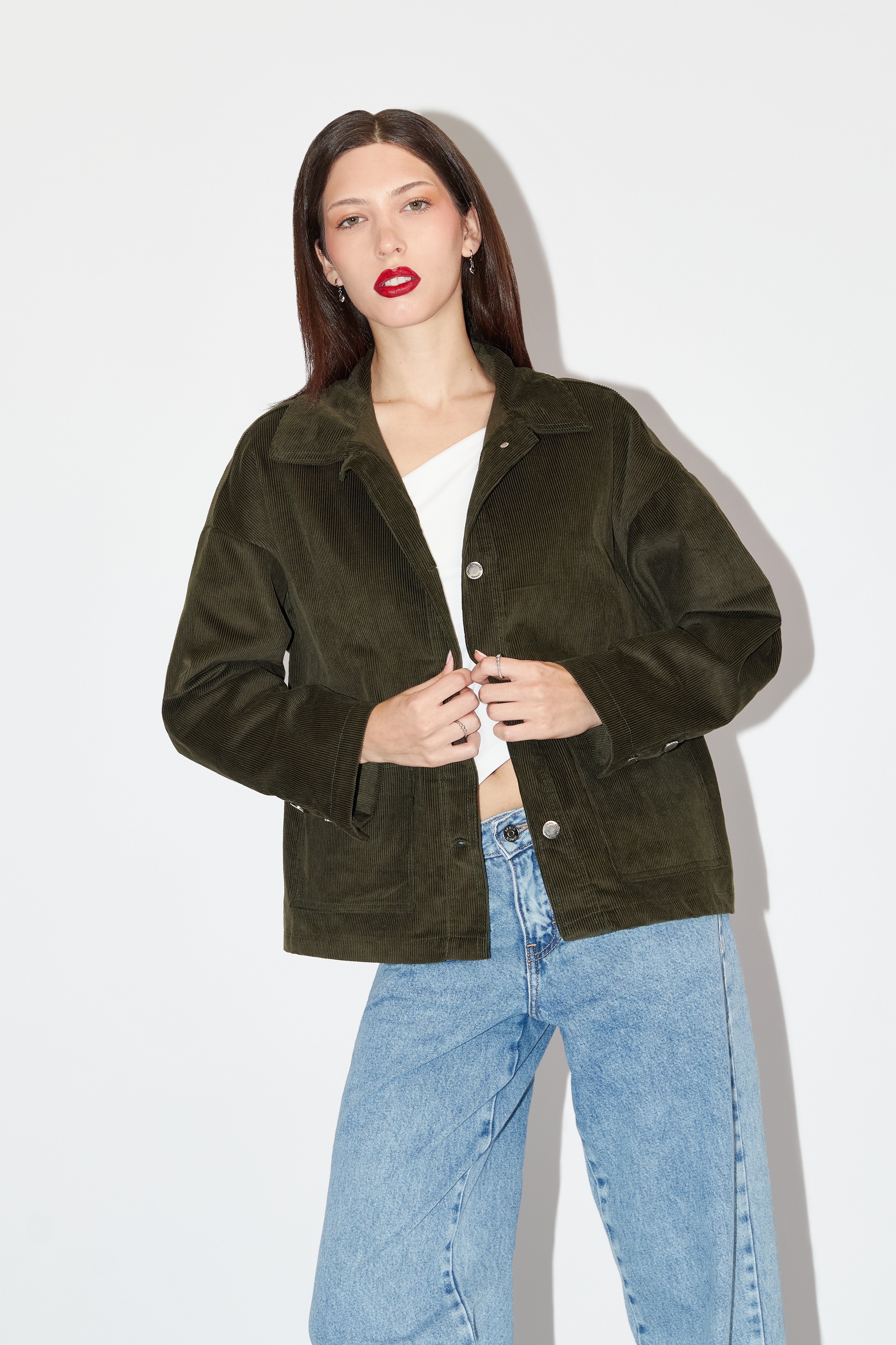 Casaca Corduroy Bolsillos - Verde Militar