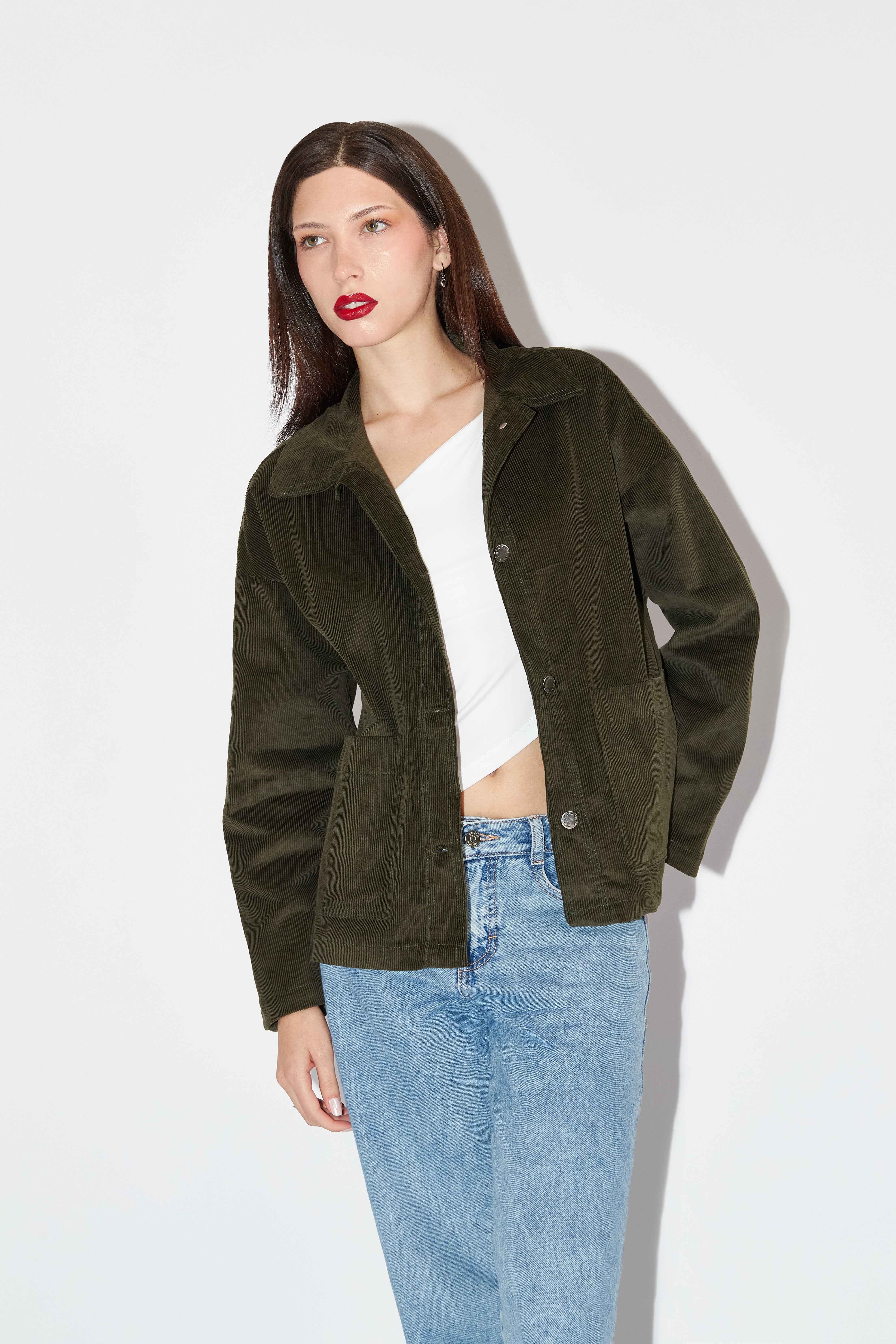 Casaca Corduroy Bolsillos - Verde Militar