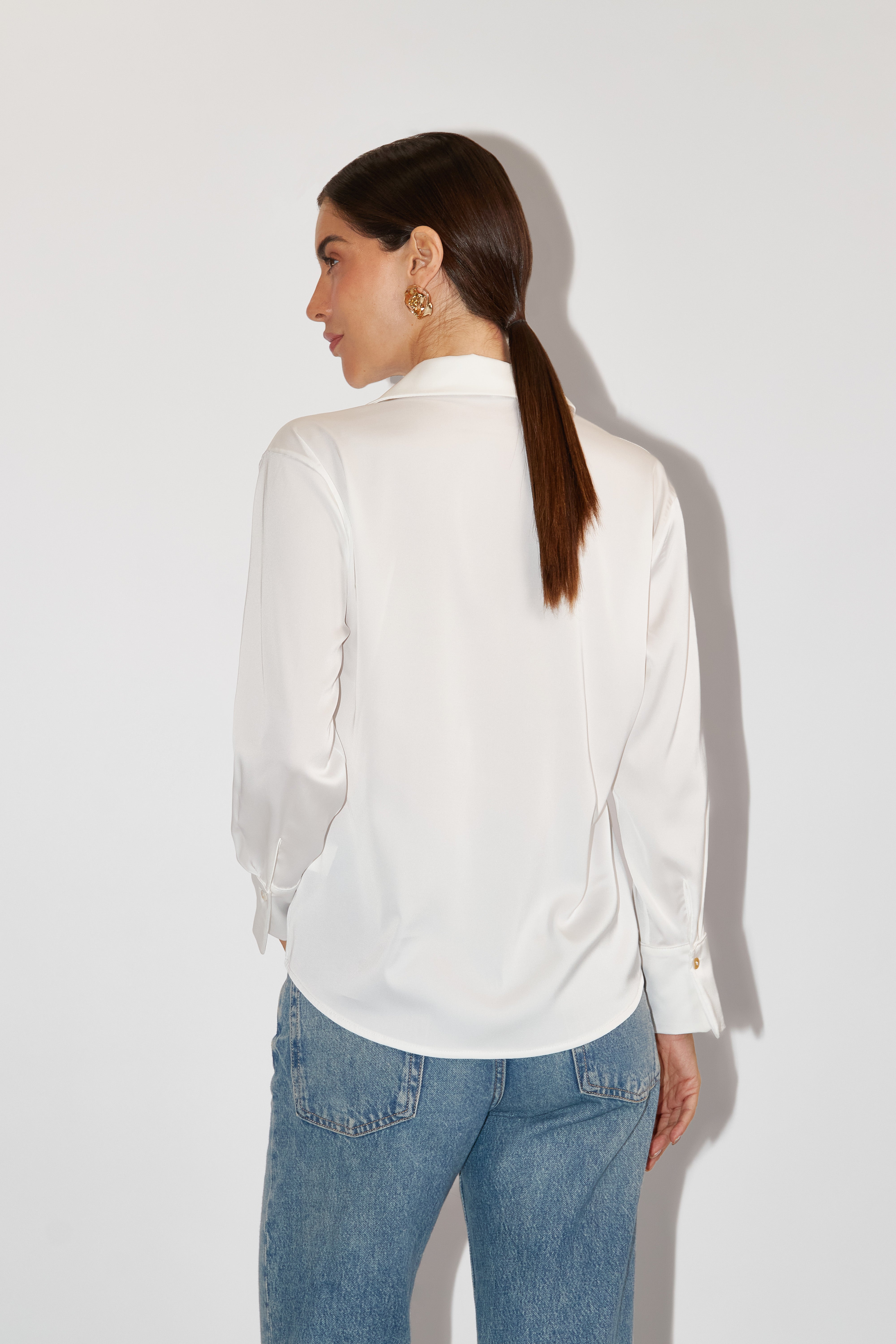 Blusa Básica Satinada - Perla