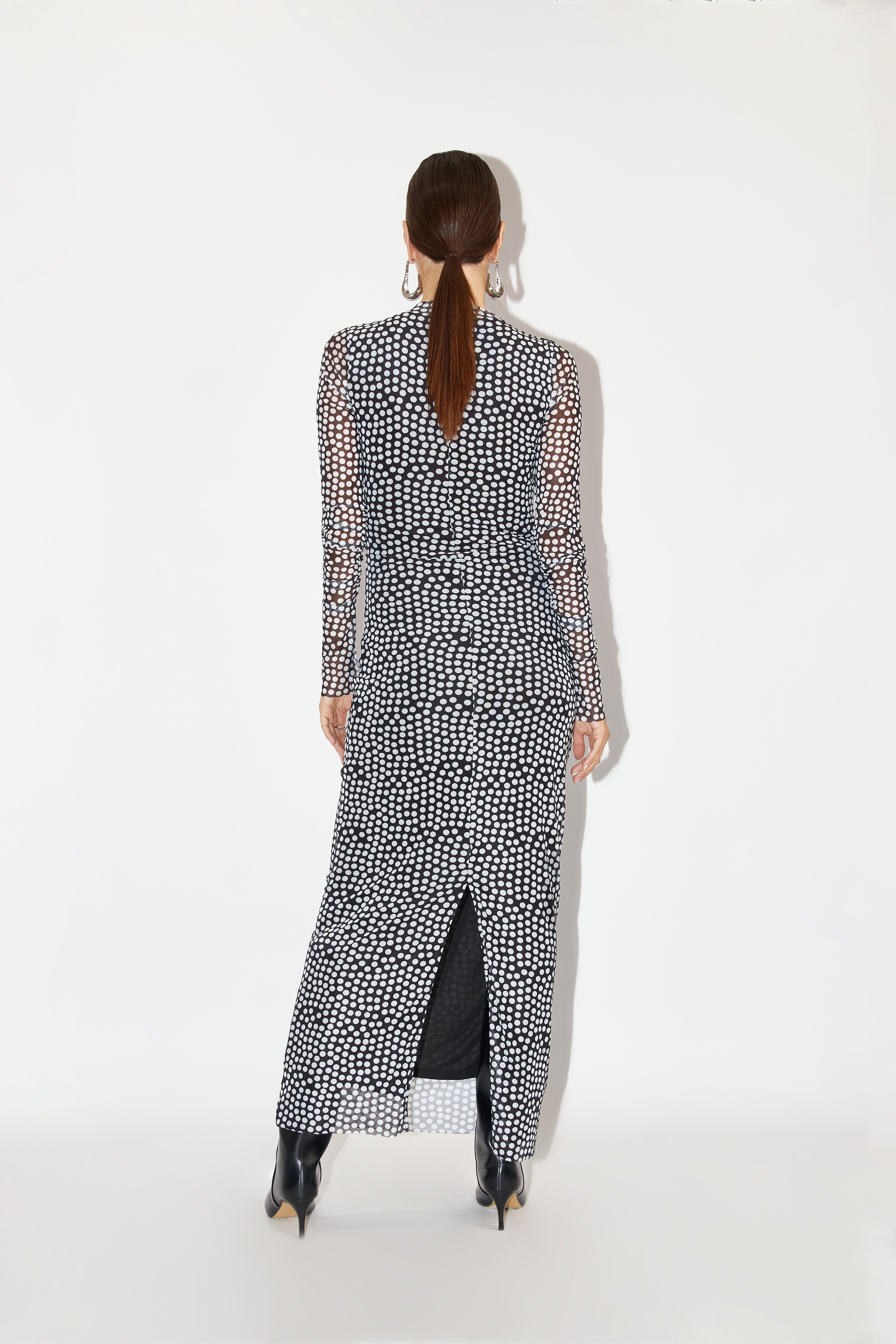 Vestido Cuello Cerrado - Estampado Lunares