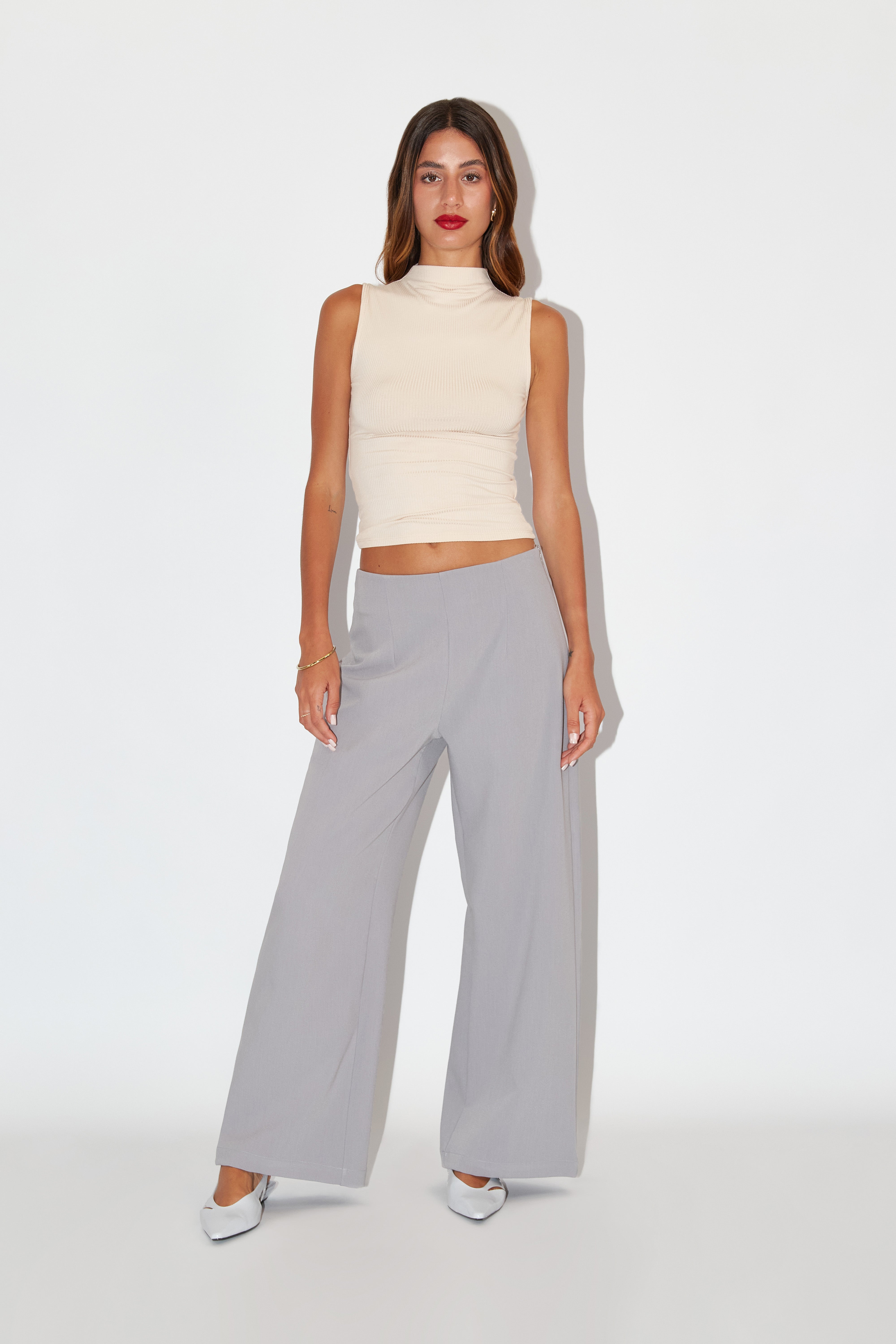 Pantalón Tiro Alto - Gris