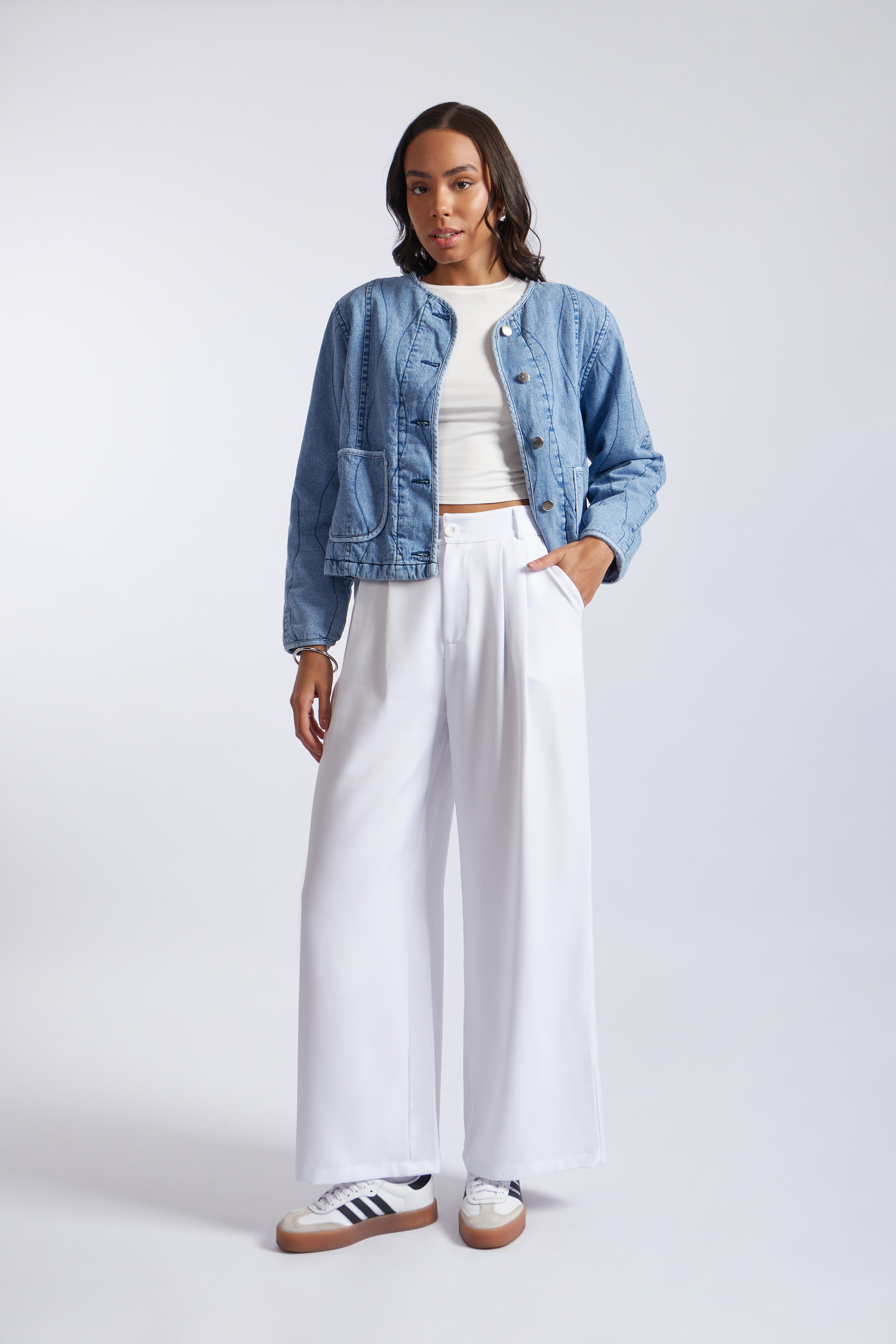 Casaca Denim Acolchada - Celeste