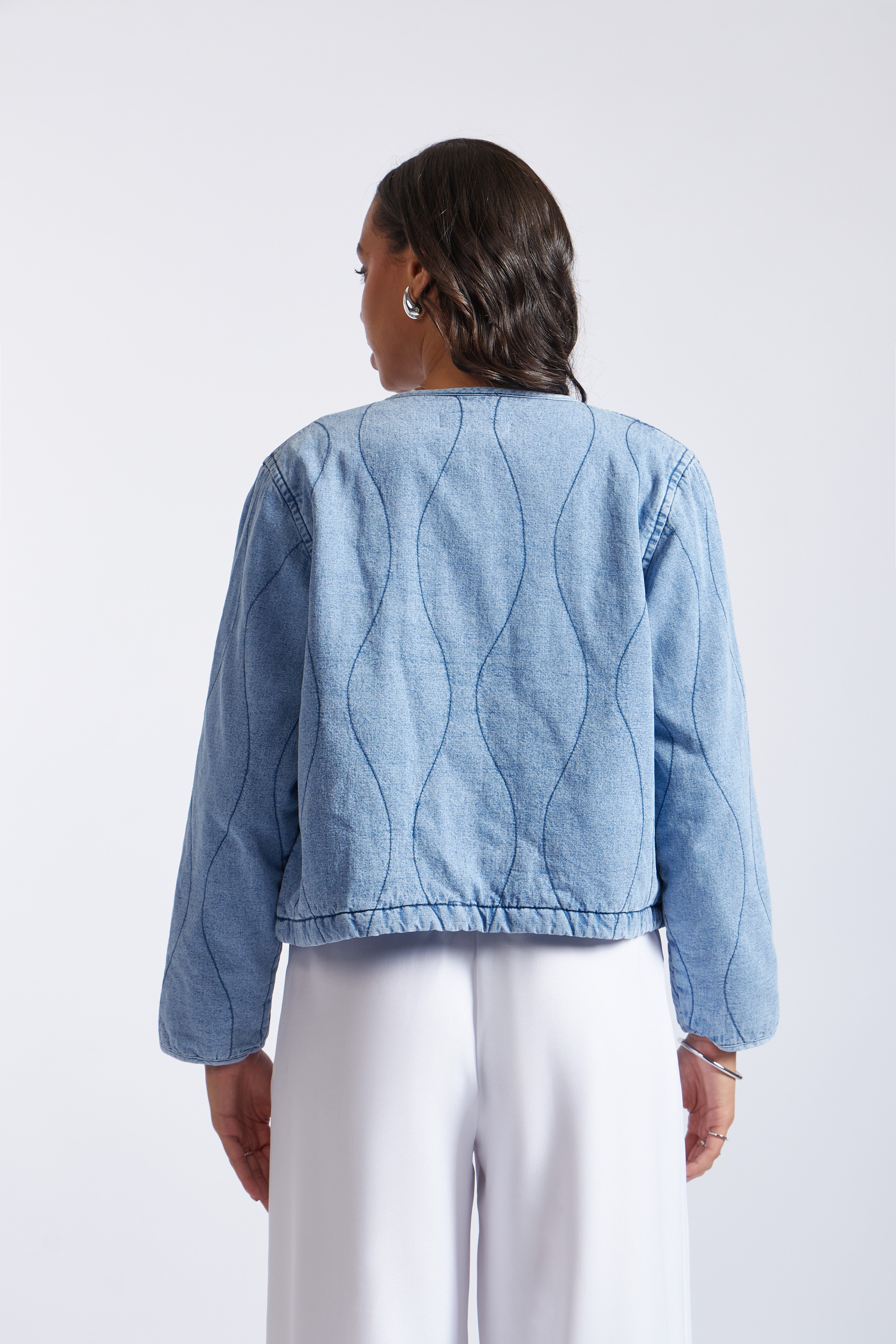 Casaca Denim Acolchada - Celeste