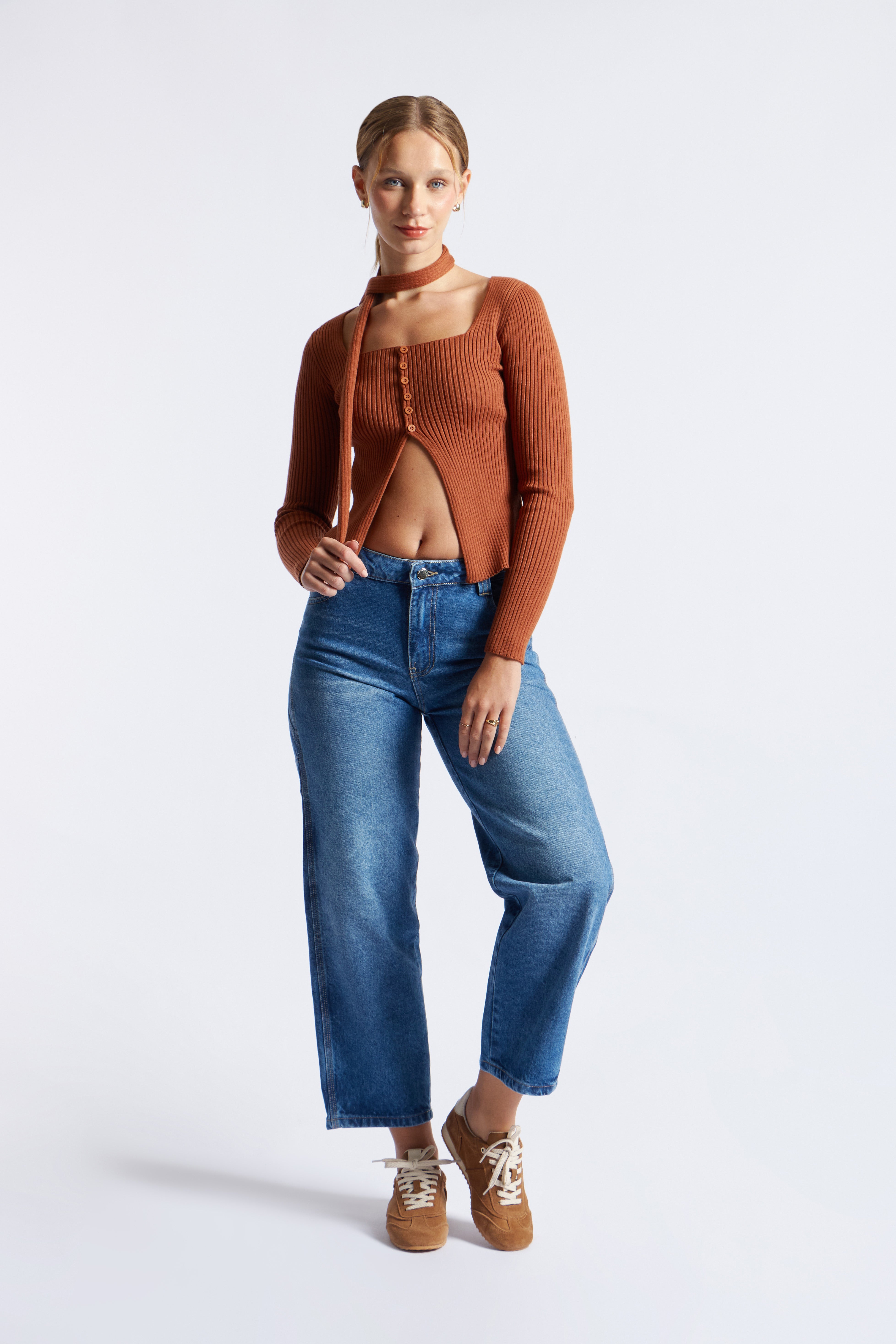 Top Knit Fular - Camell