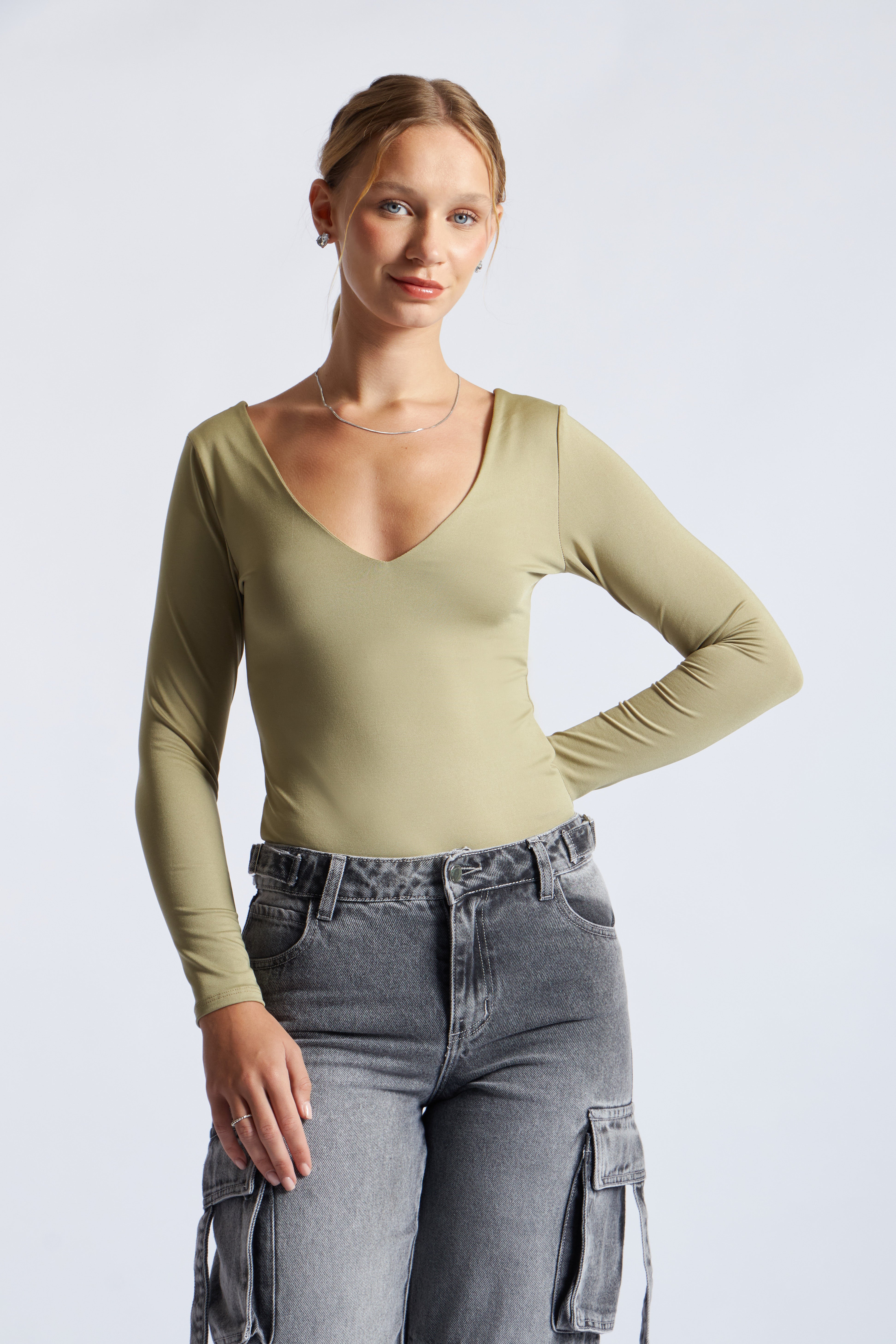 Body Escote V - Verde