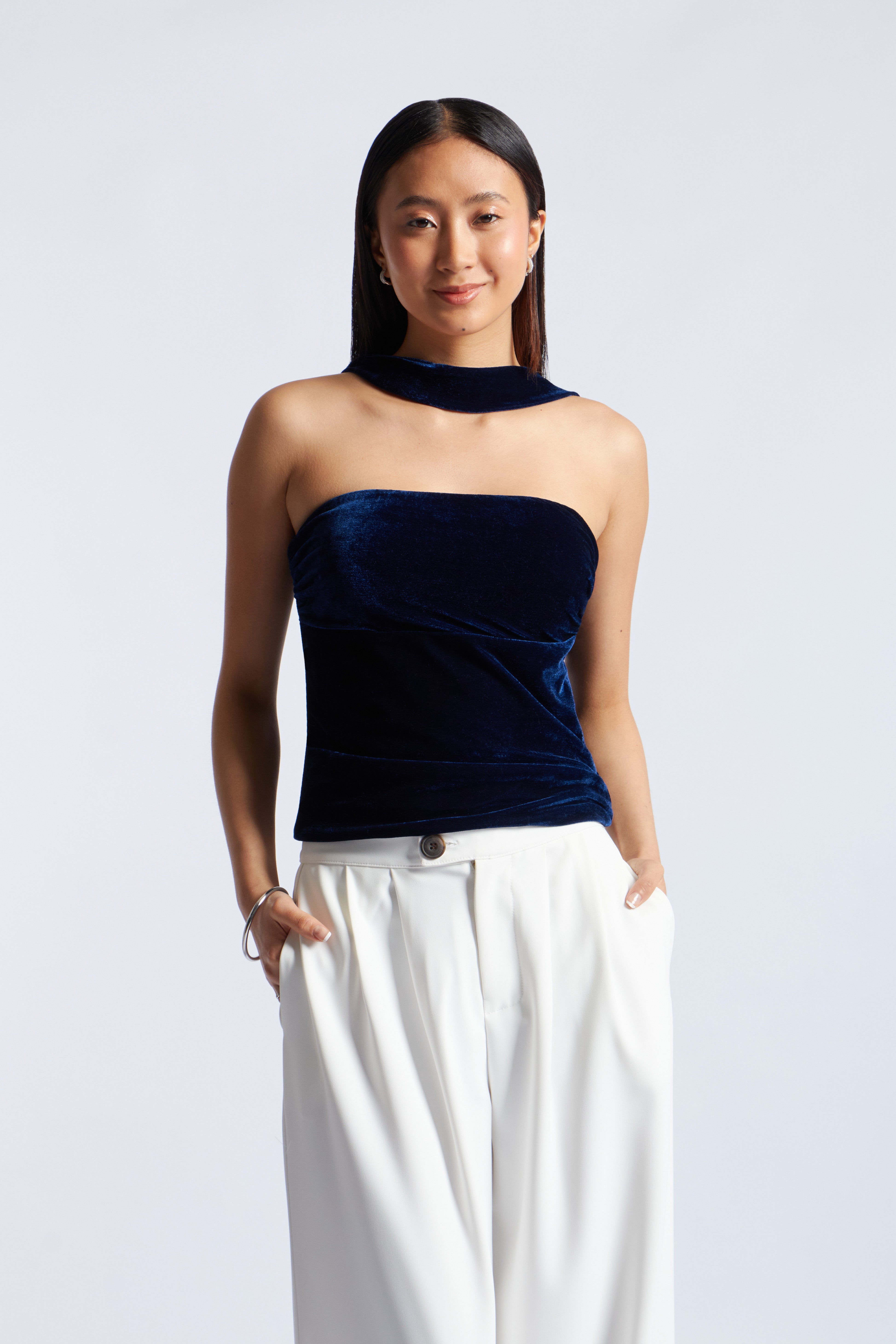 Top Velvet Fular - Azul