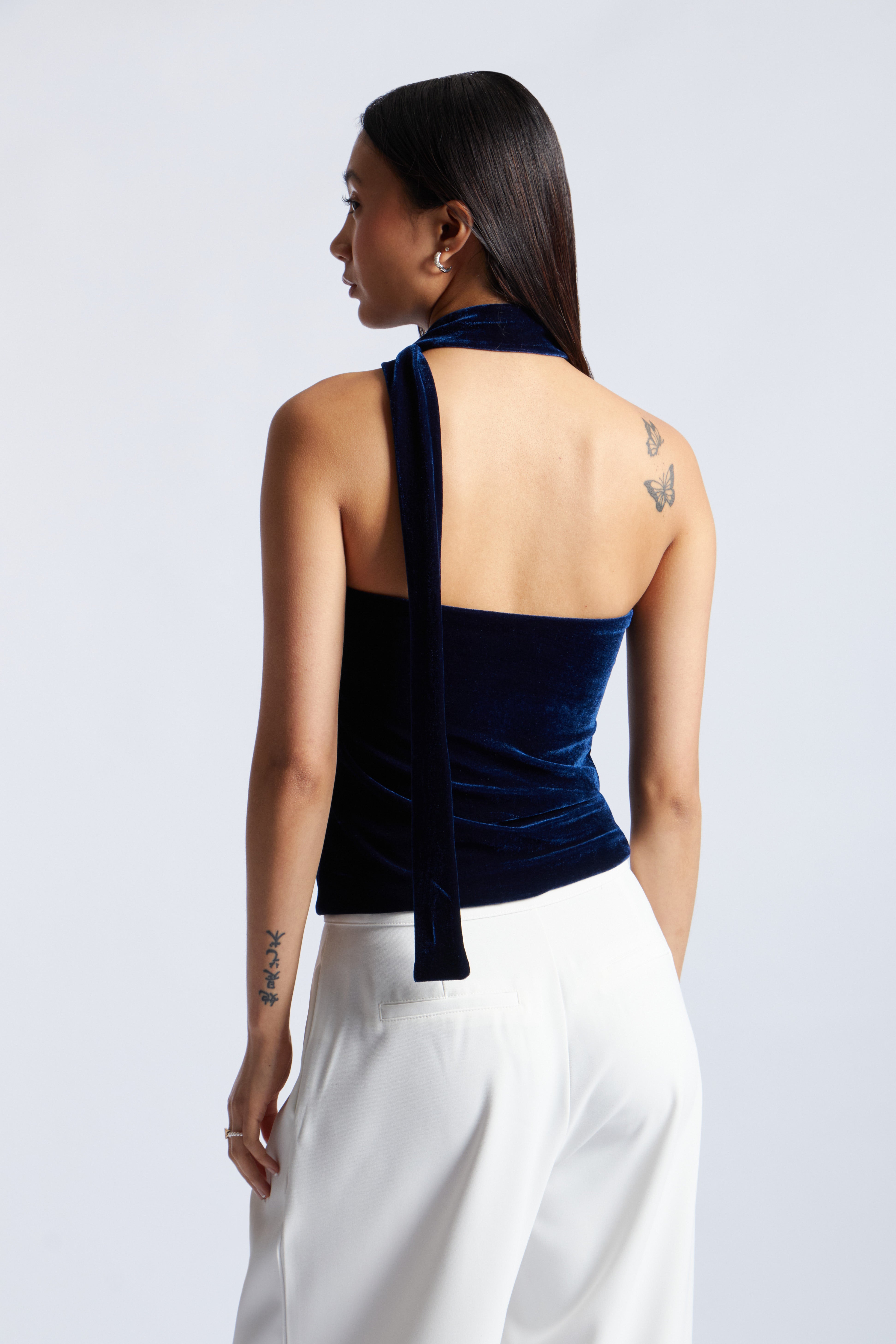 Top Velvet Fular - Azul