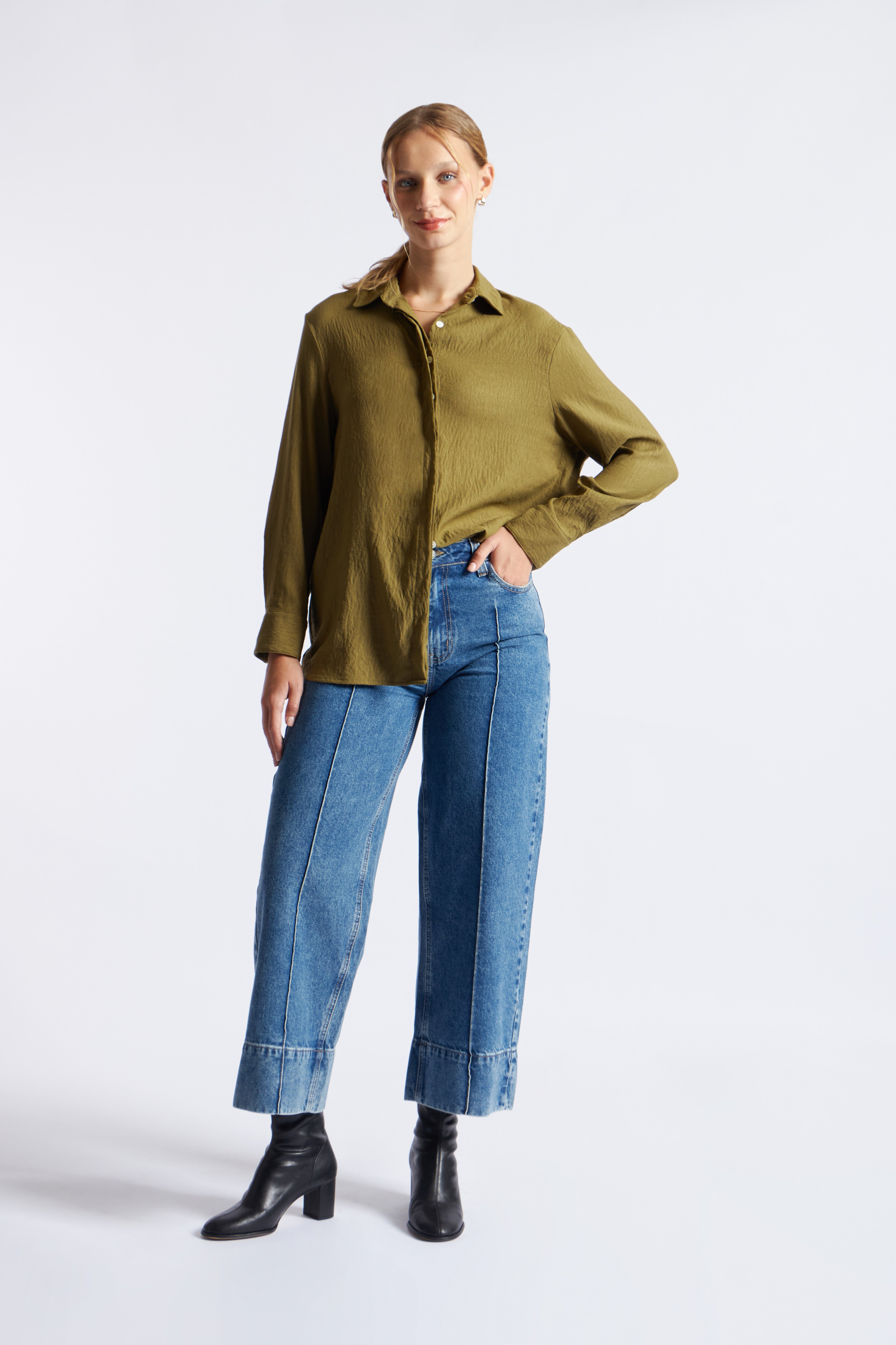 Camisa Fluida Básica - Verde