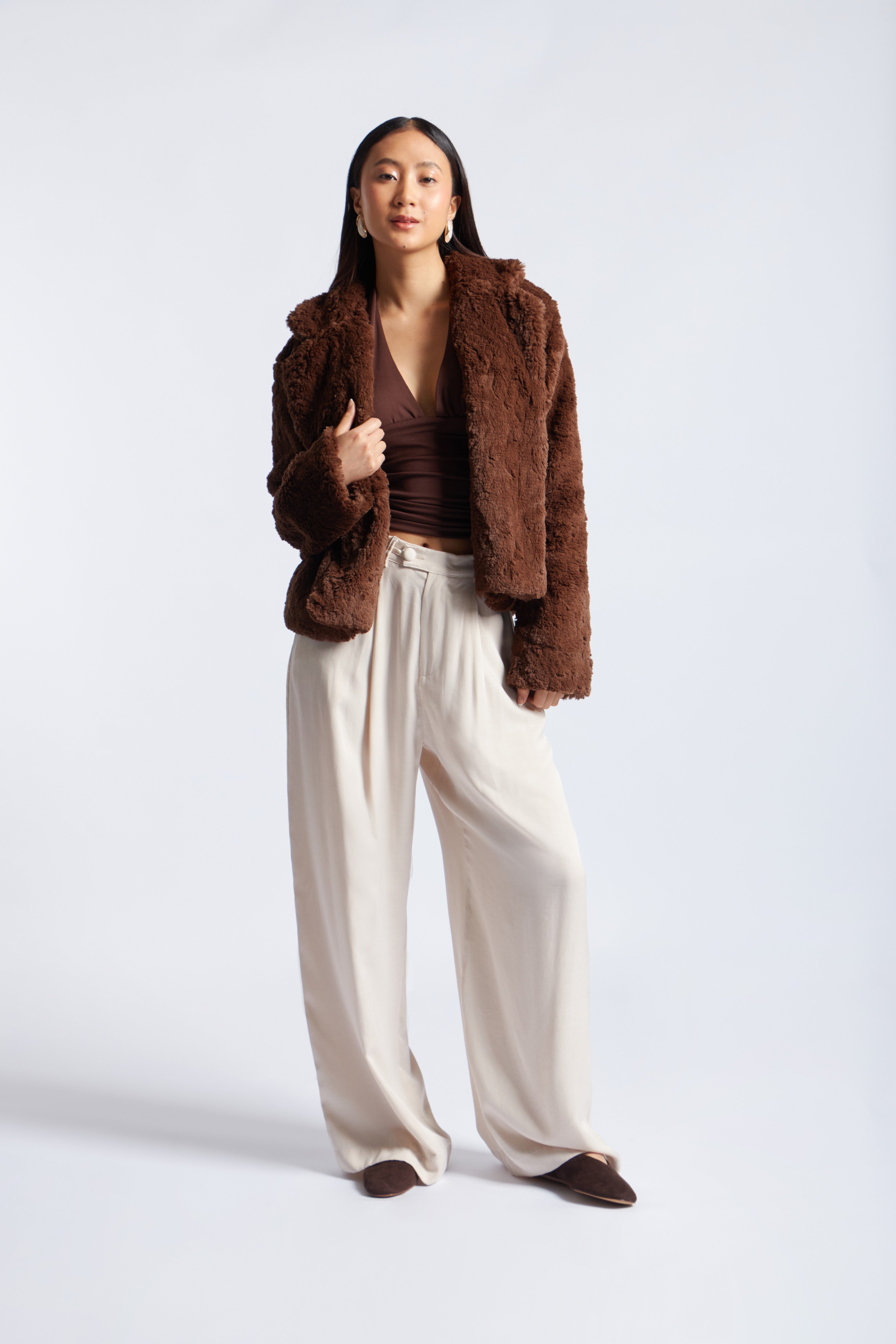 Faux Fur Jacket - Marrón