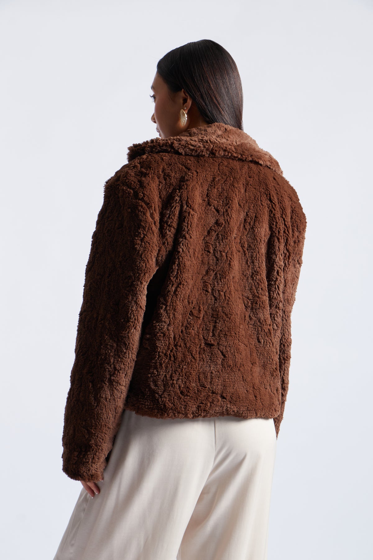 Faux Fur Jacket - Marrón