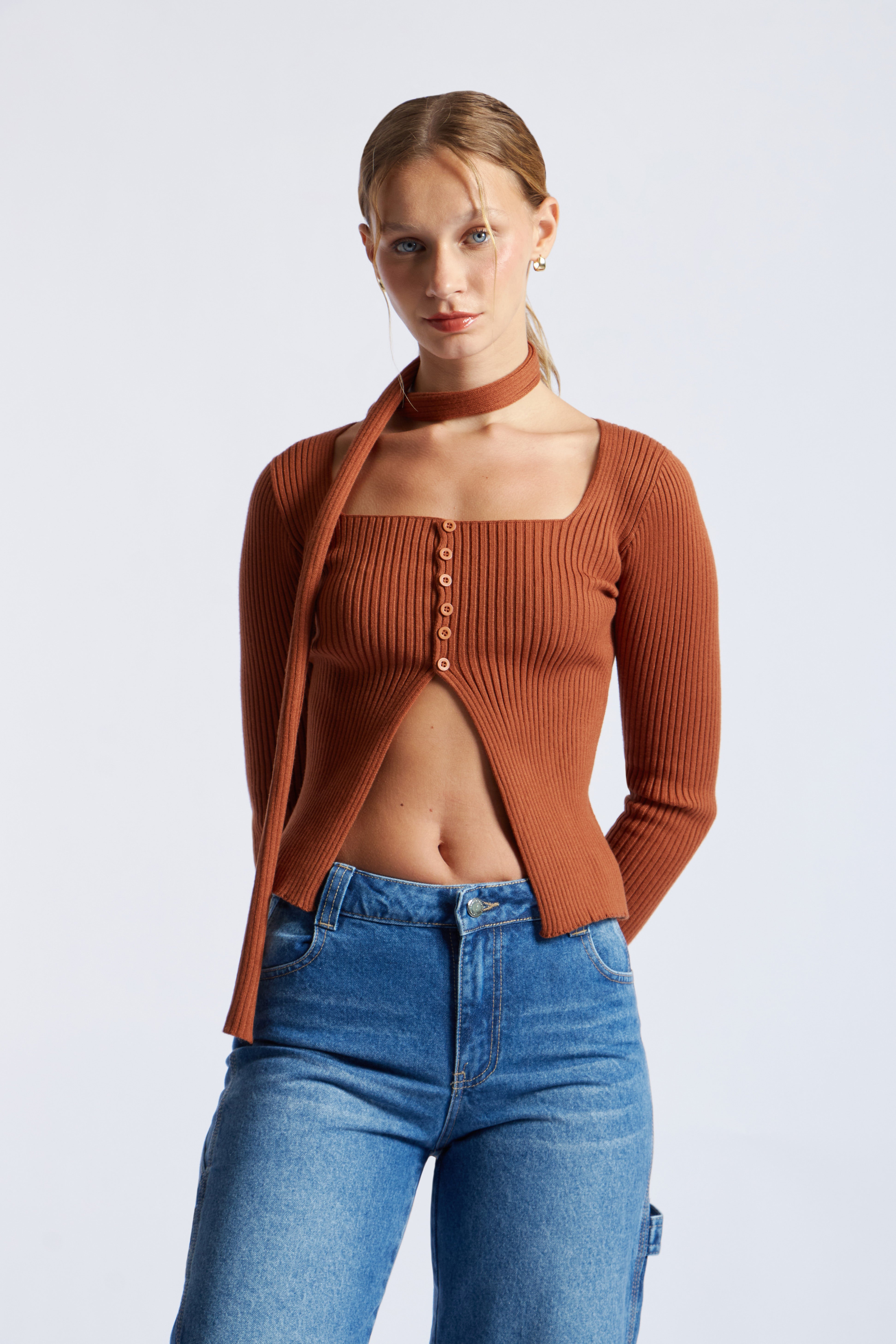 Top Knit Fular - Camell