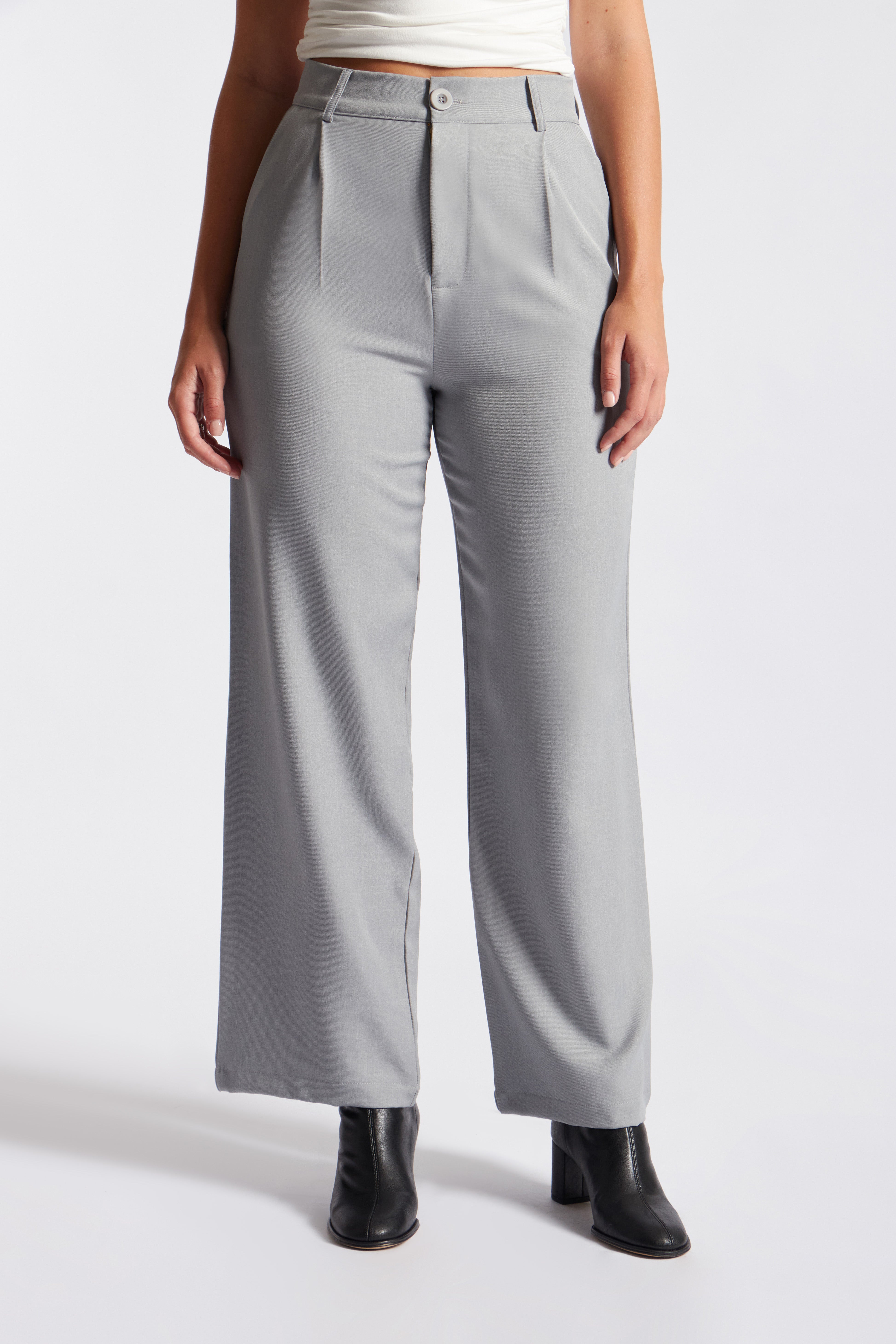 Pantalón Lino Pliegues - Gris