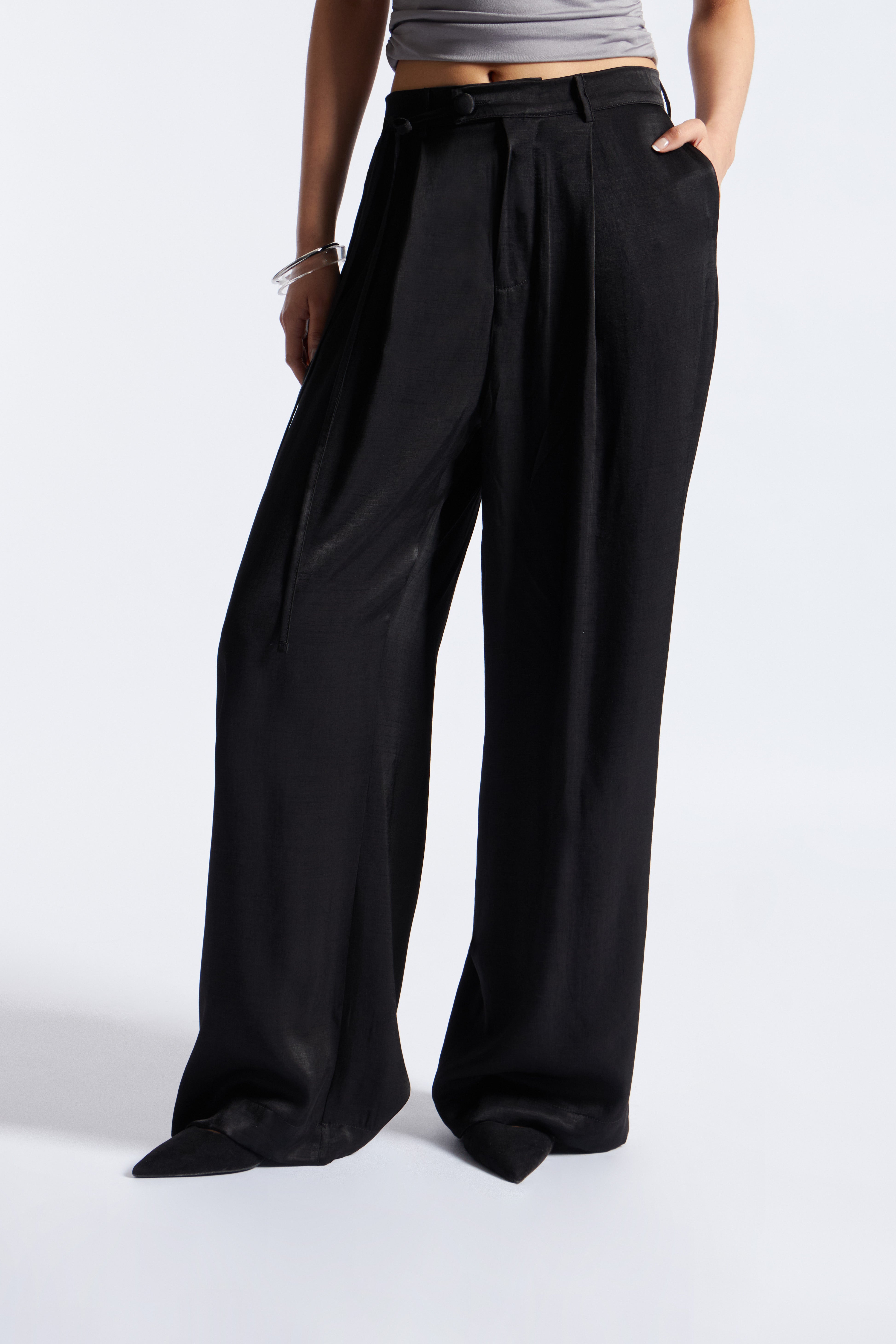 Pantalón Satín Fluido - Negro