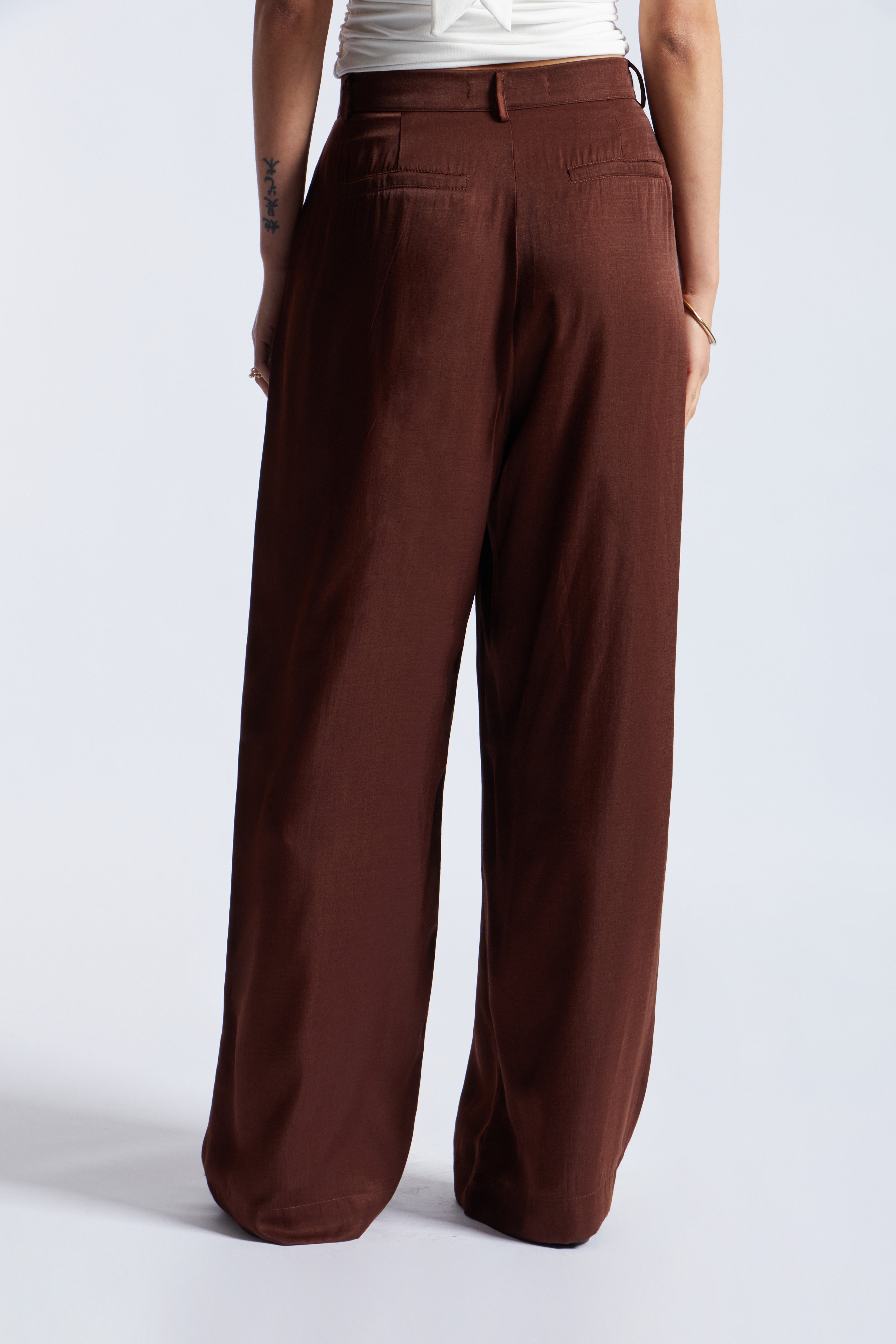 Pantalón Satín Fluido - Chocolate