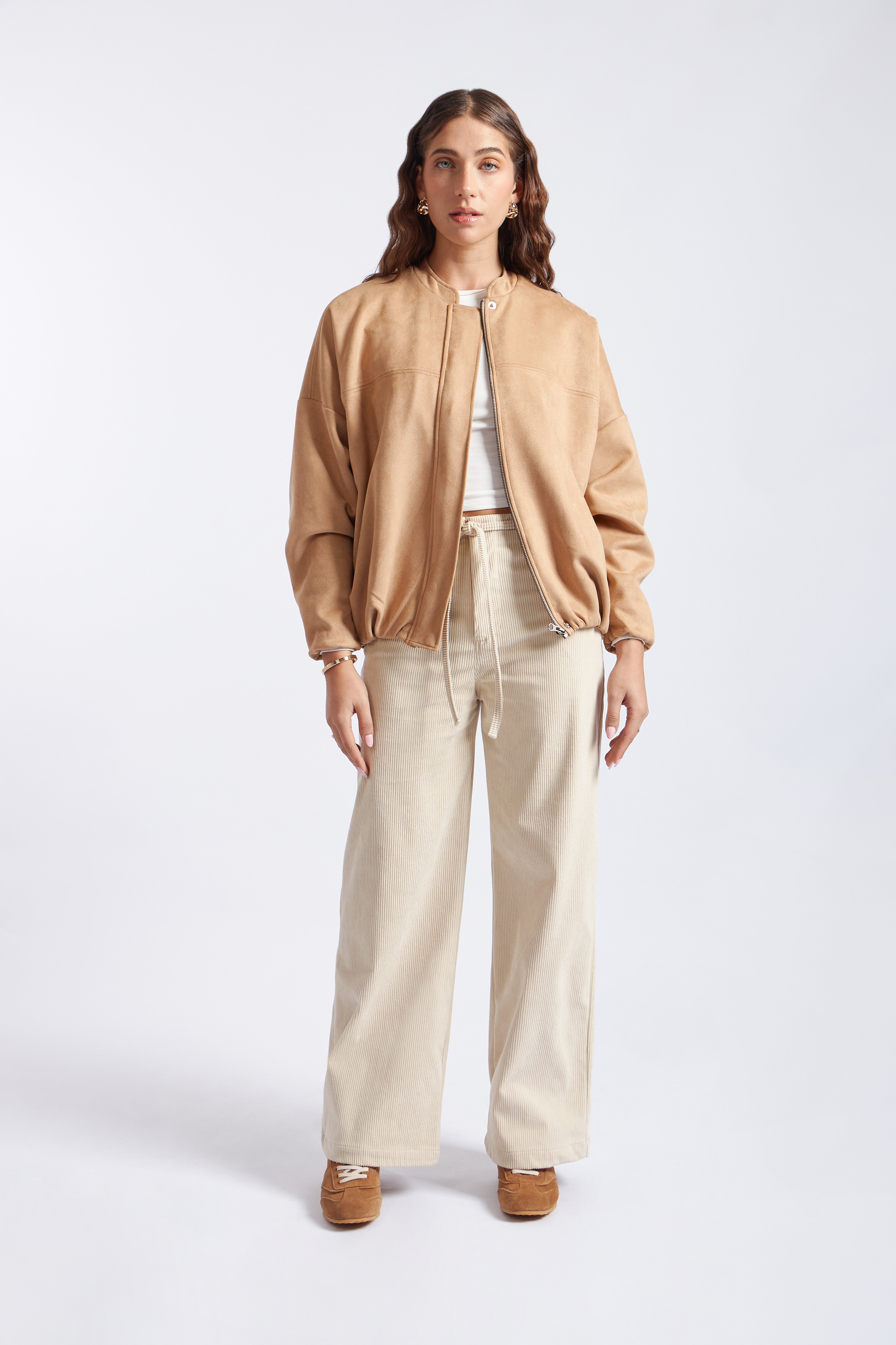 Casaca Bomber Suede - Beige