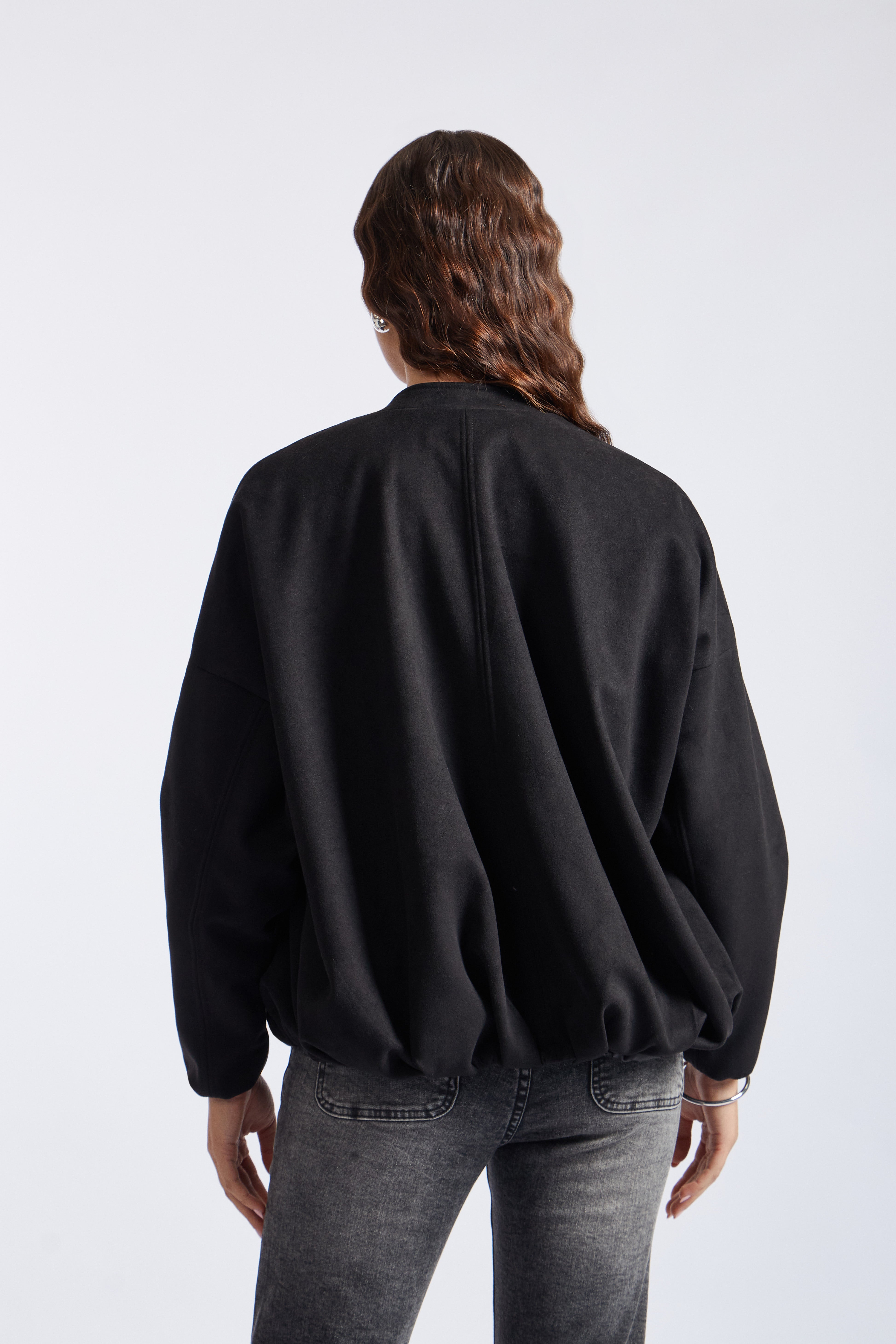 Casaca Bomber Suede - Negro