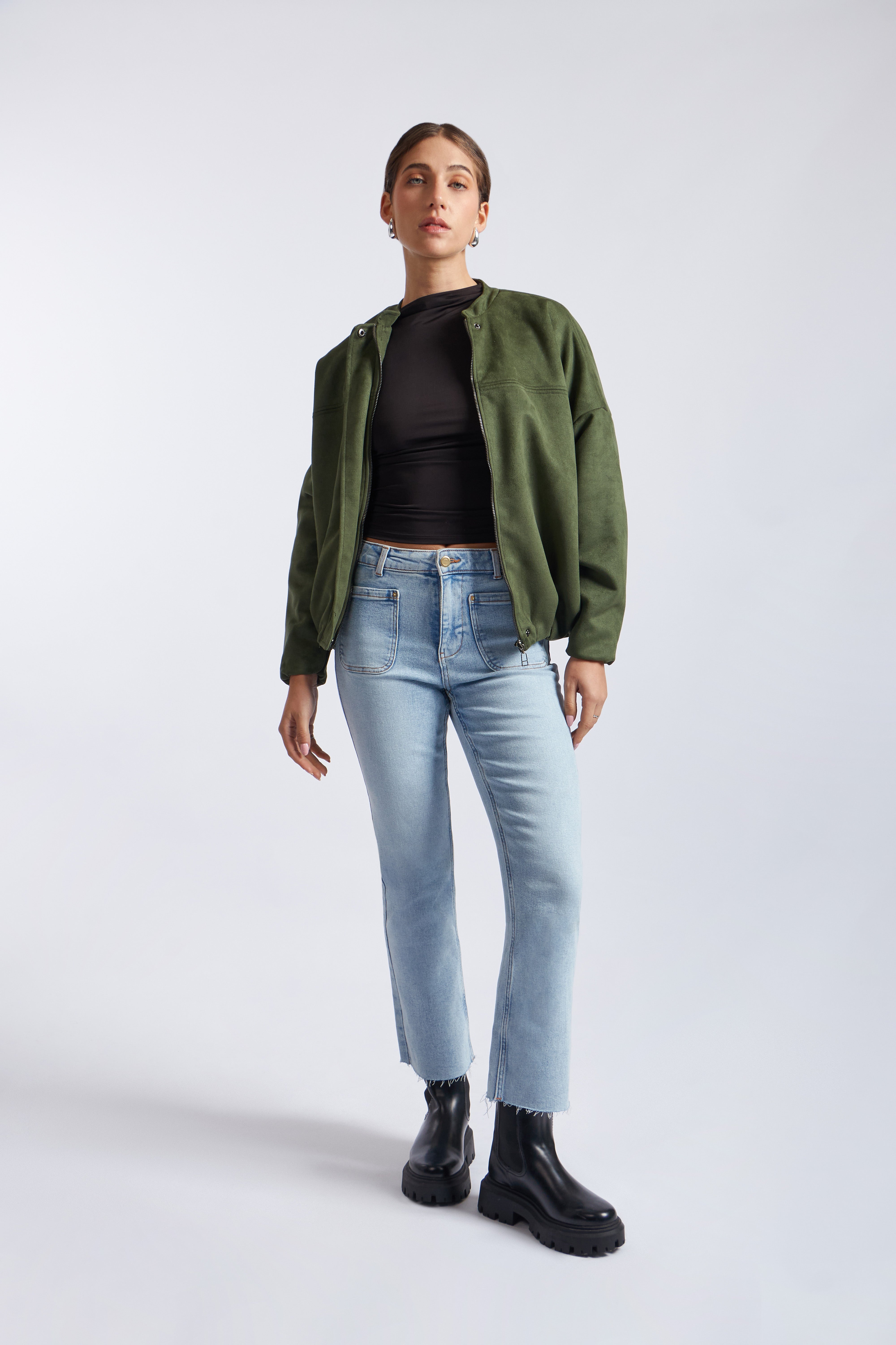 Casaca Bomber Suede - Verde