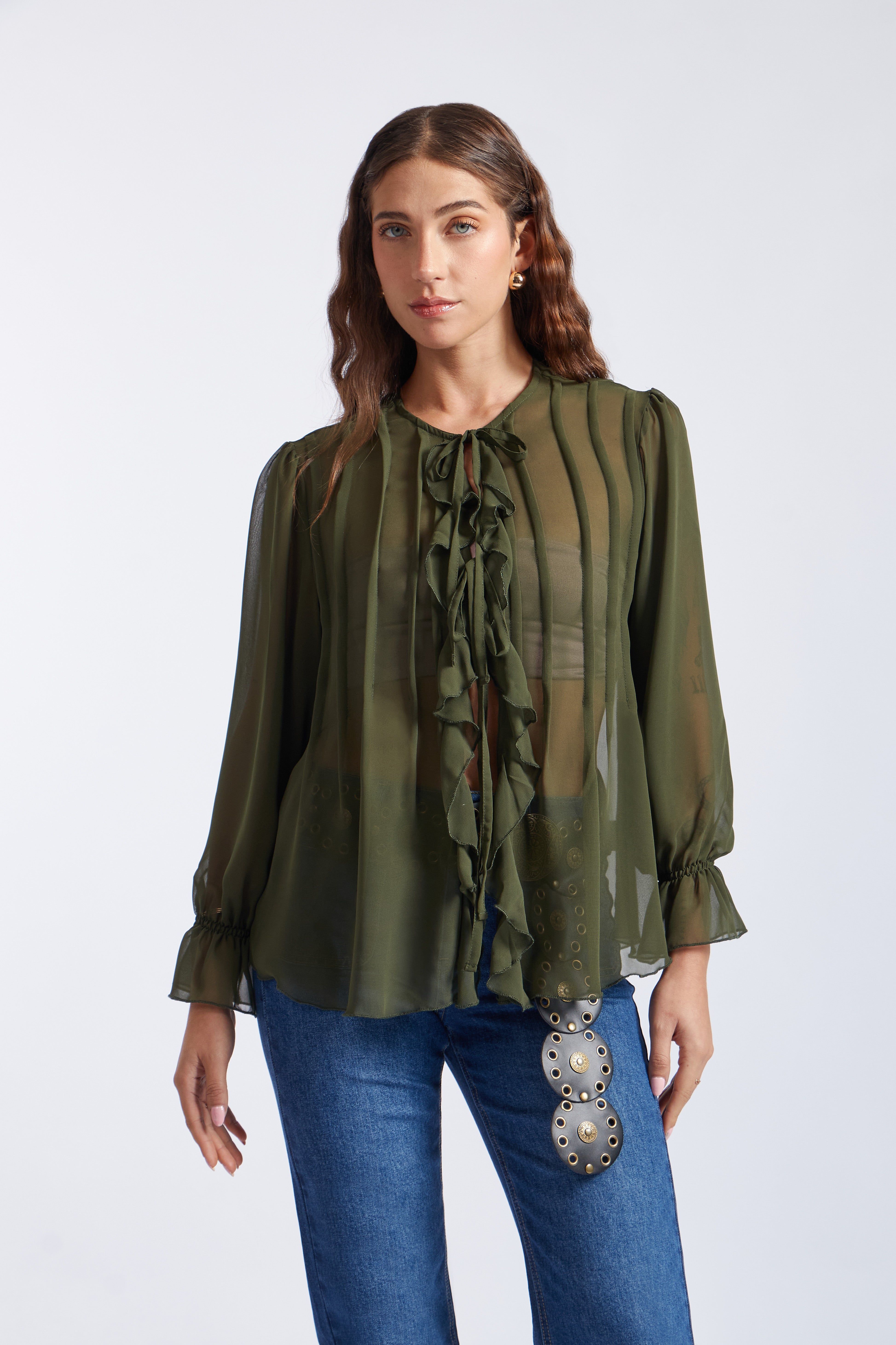 Blusa Volantes Boho - Verde