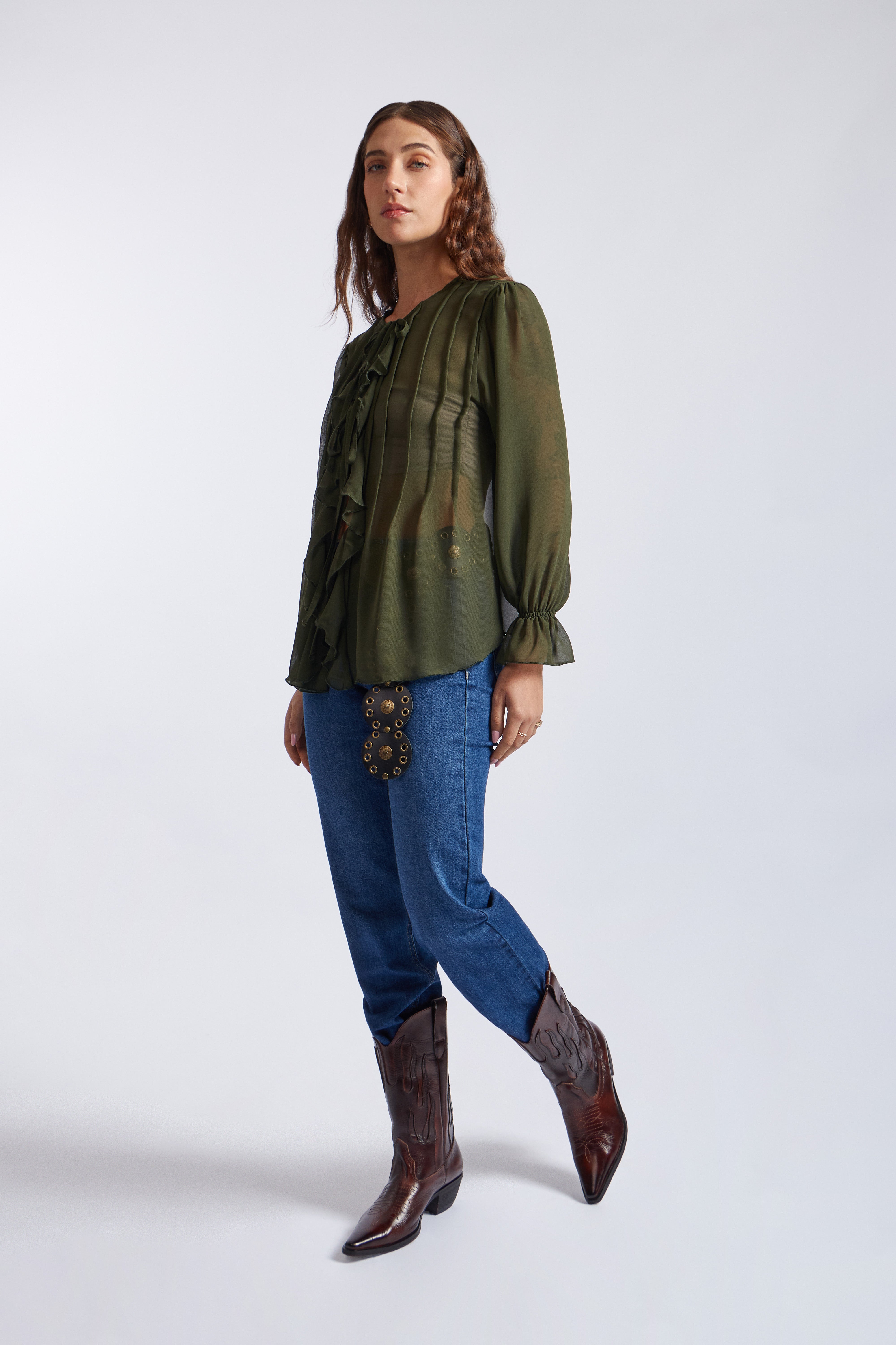 Blusa Volantes Boho - Verde