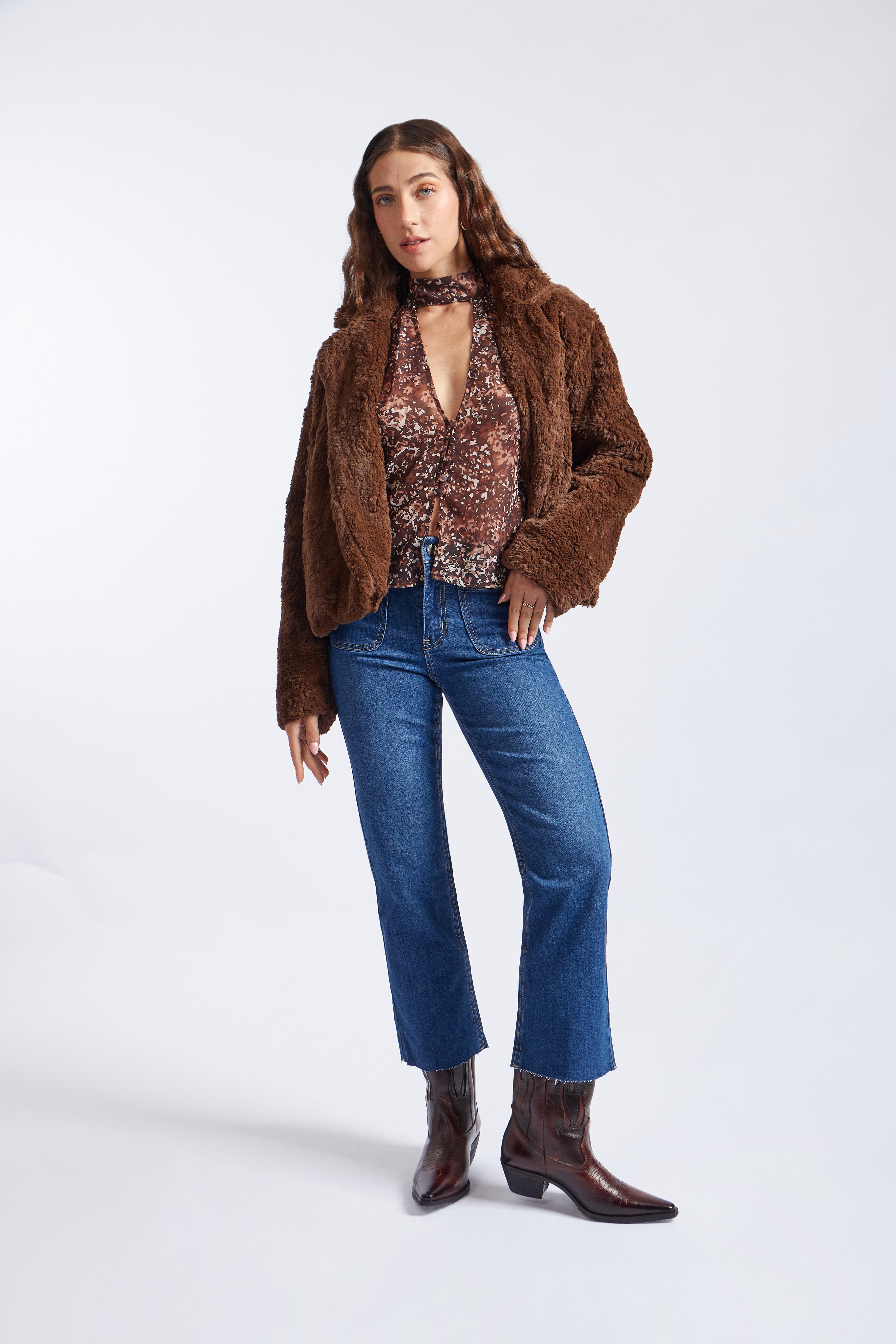 Blusa Halter Boho - Marrón